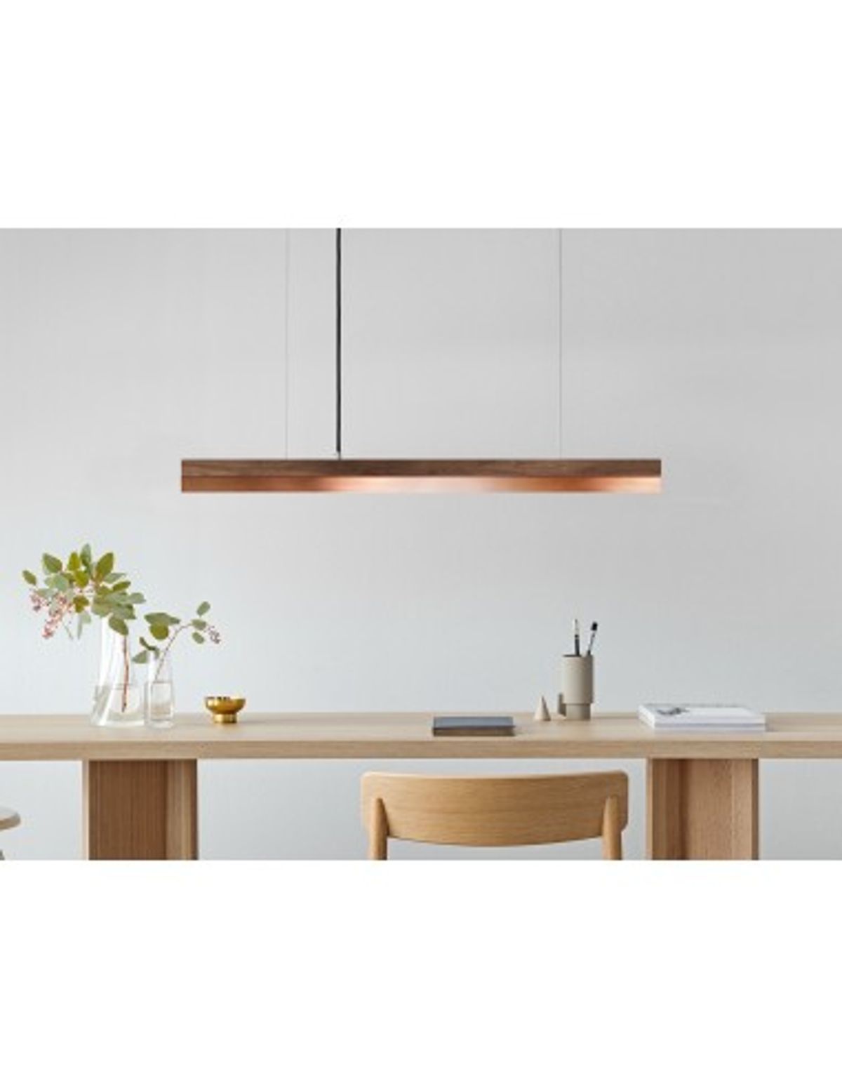 Langbordspendel i nøddetræ og kobber 92 cm 25W LED - Nøddetræ/Kobber