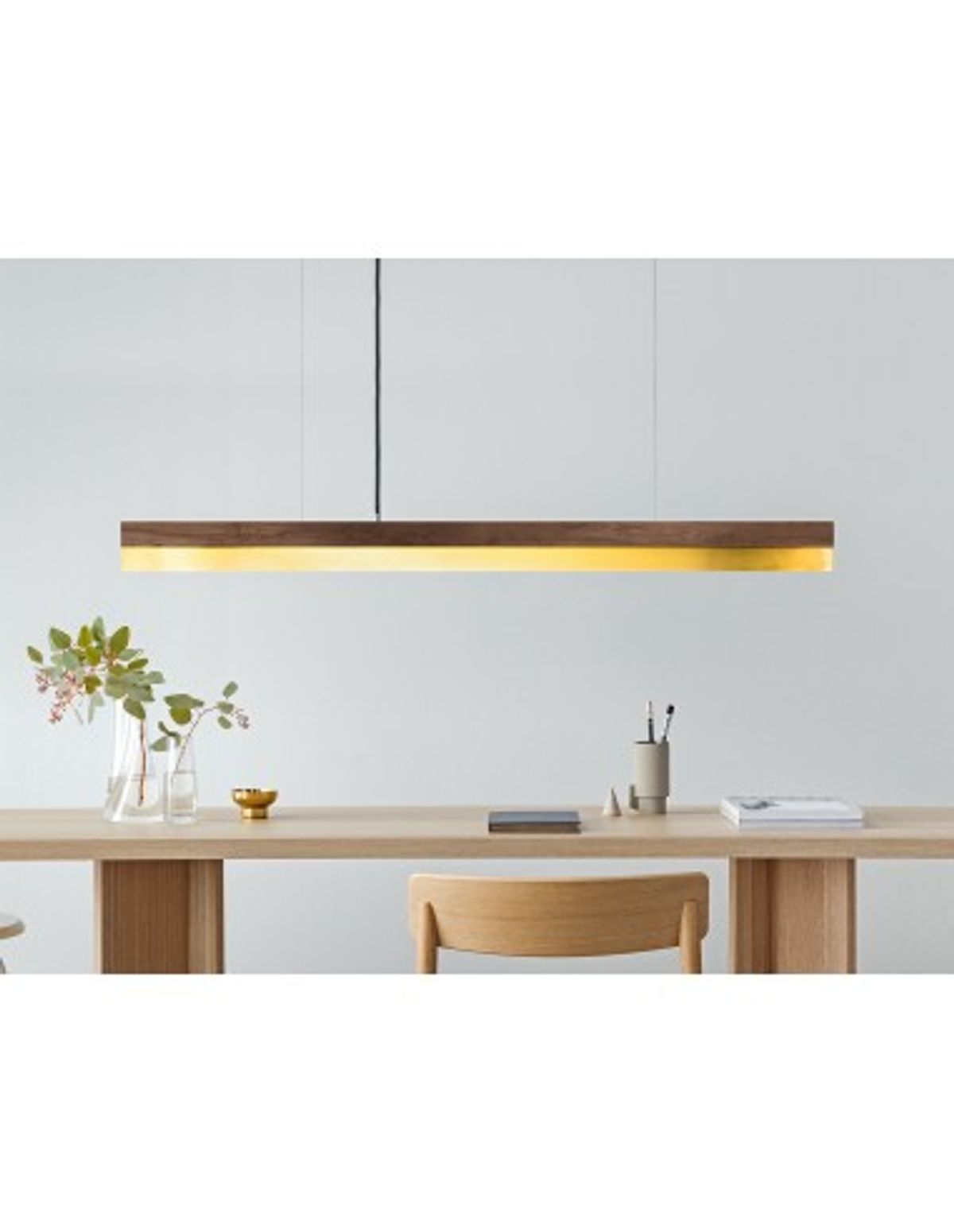 Langbordspendel i nøddetræ og messing 122 cm 25W LED - Nøddetræ/Messing