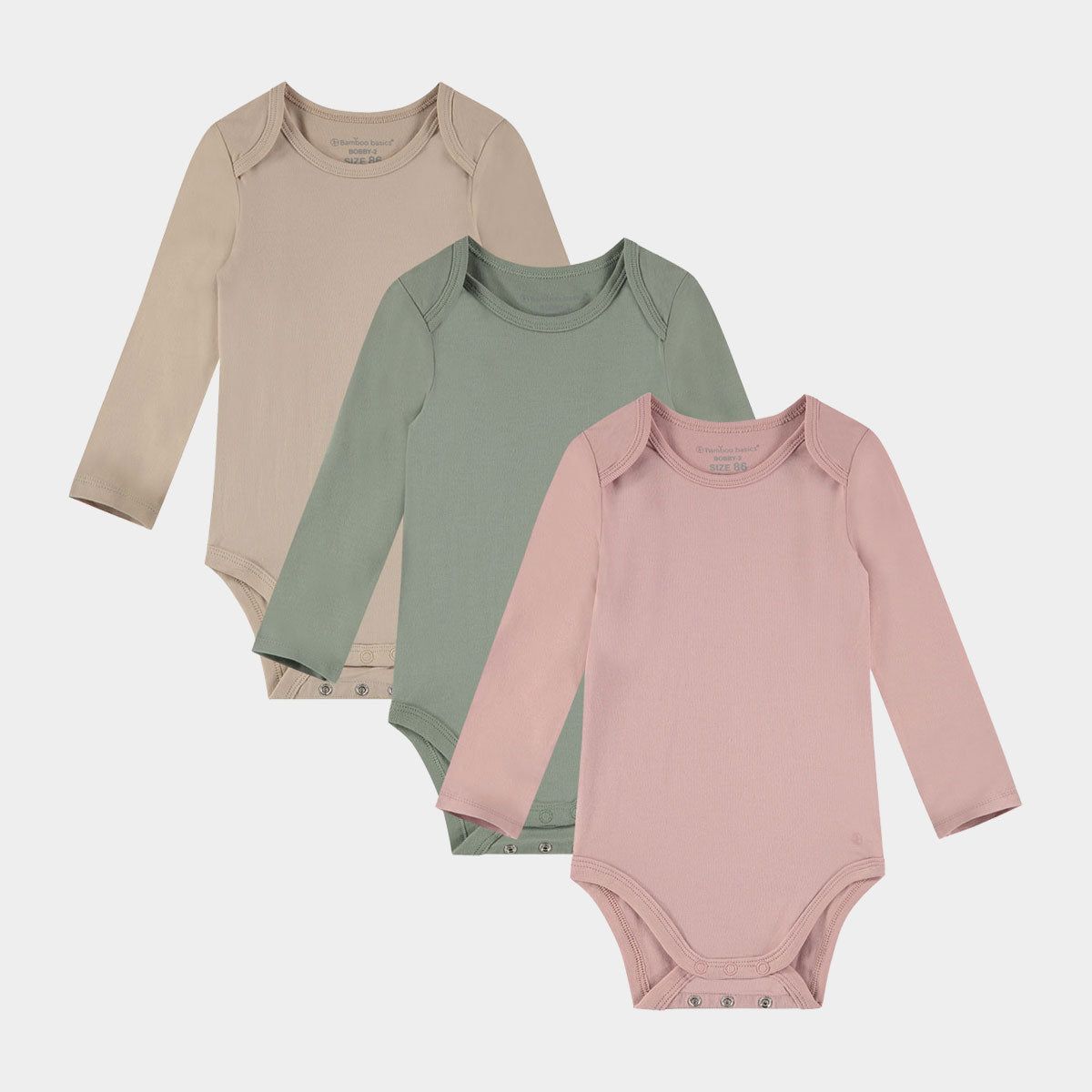 Langærmet bambus body - blå grøn beige - fra Bamboo Basics, 74