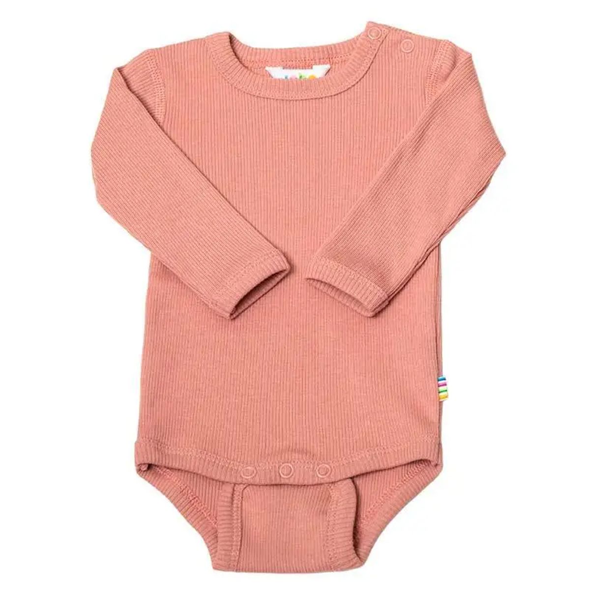 Langærmet body pastel rosa økologisk Rib Bomuld