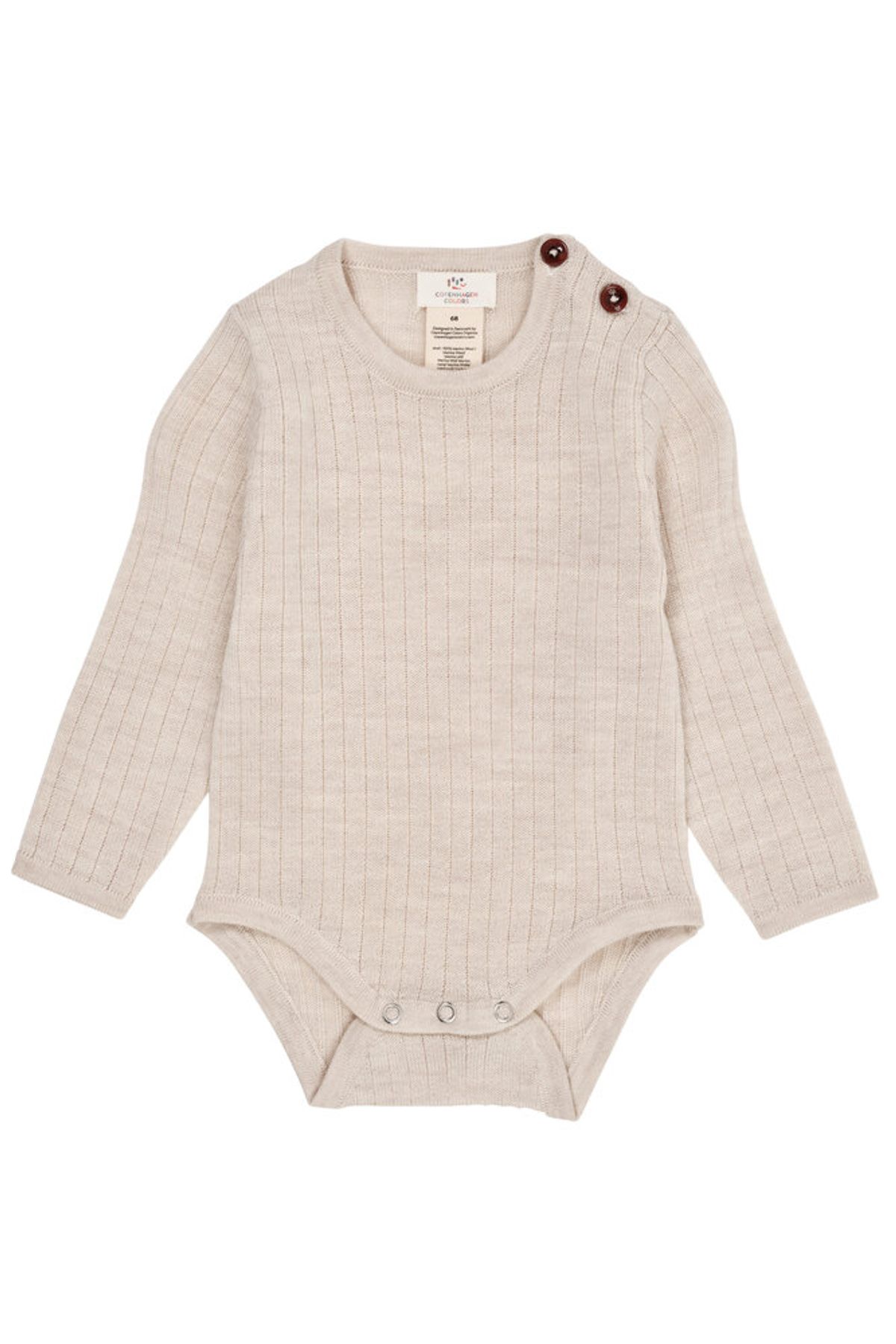 Langærmet rib body - LYS SAND - 74