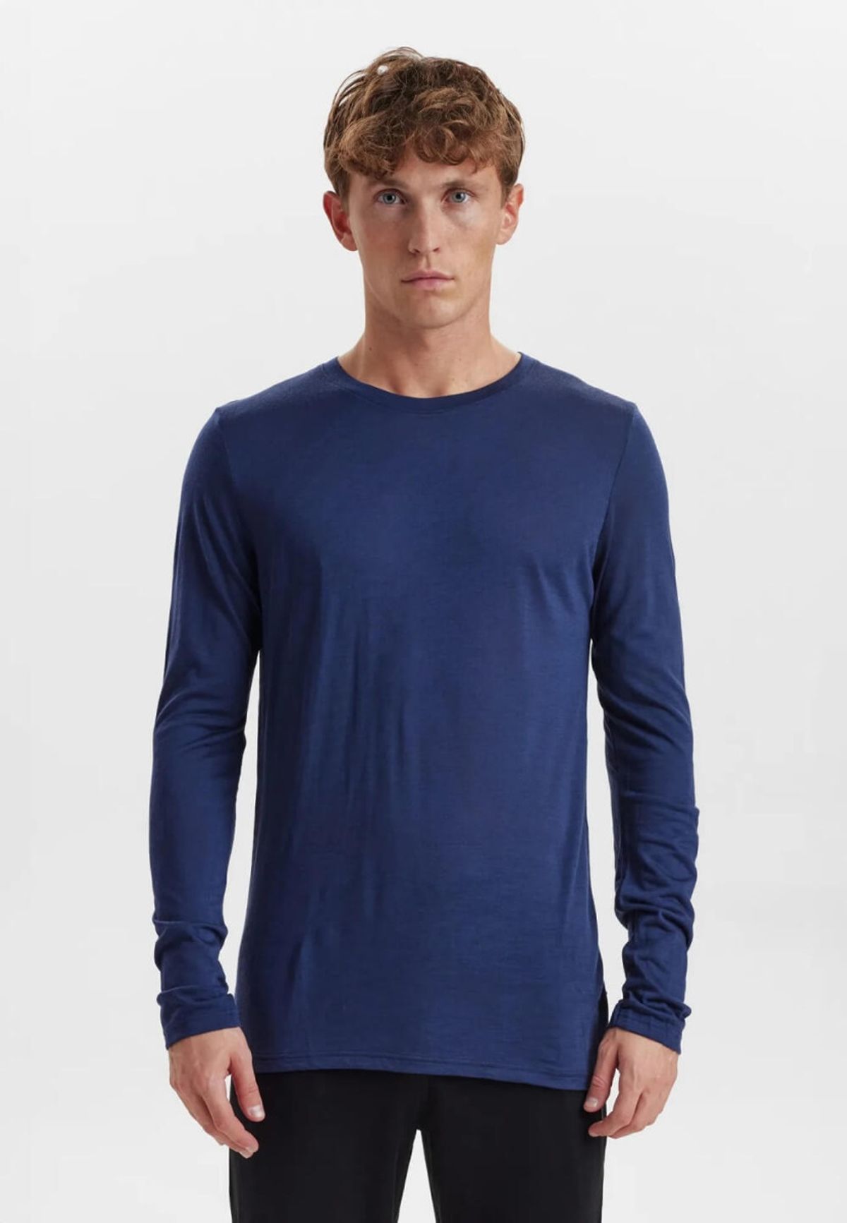 Langærmet T-shirt i 100% uld til mænd, JBS of Denmark, navy, str. medium