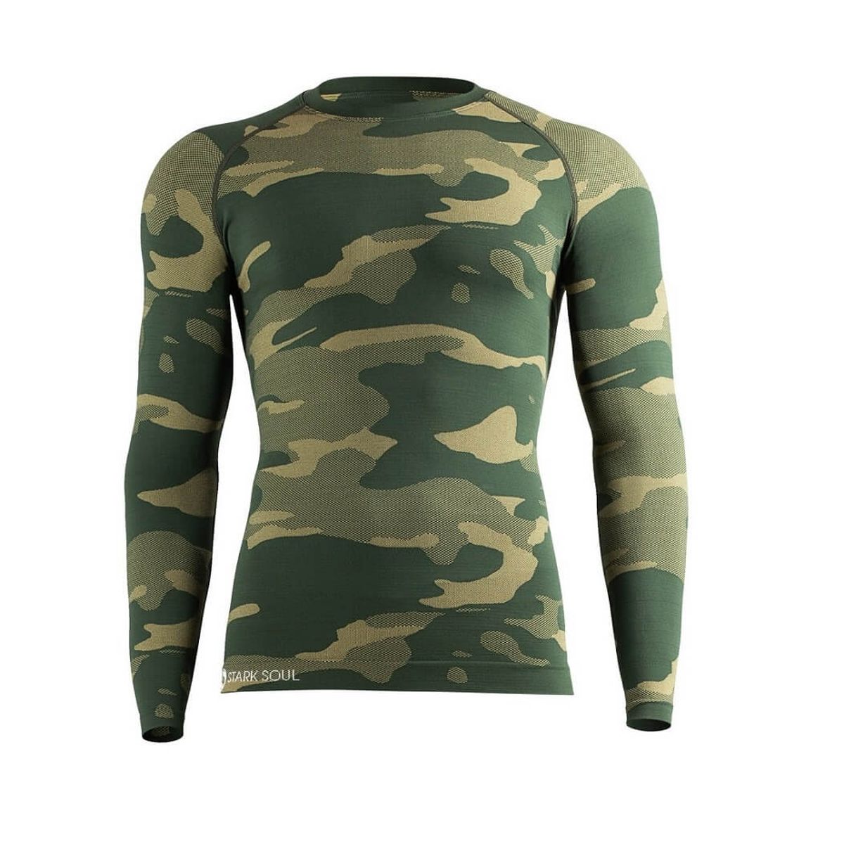 Langærmet termoundertrøje til mænd, camouflage grøn, str. L/XL