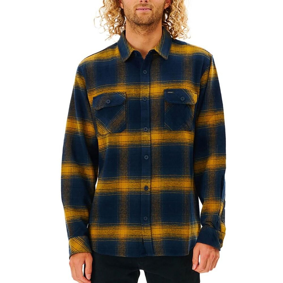 Langærmet Trøje til Mænd Rip Curl Count Gul Blå Franela S