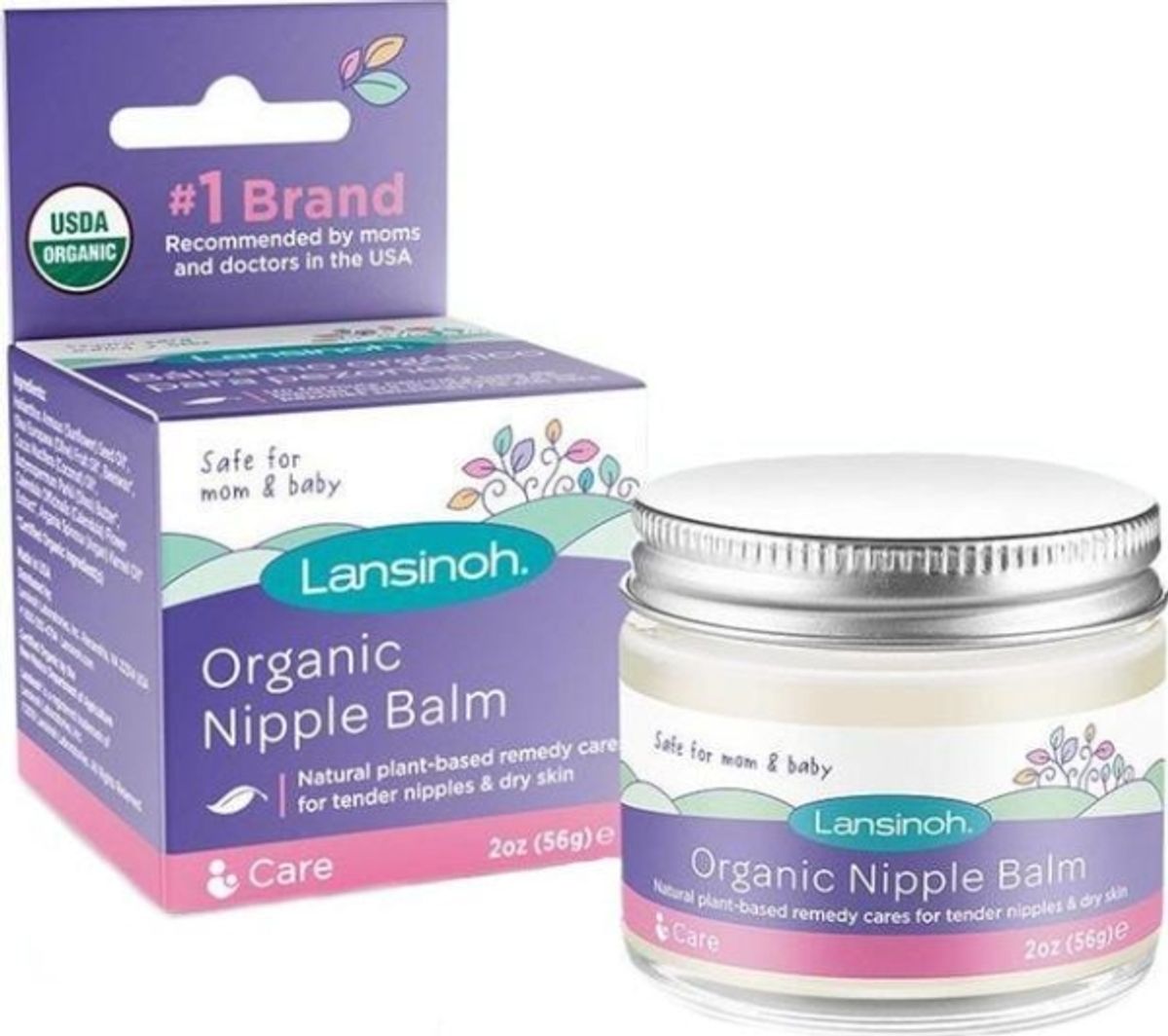 Lansinoh Lan-Organic Breast Balm + Multiple Use Inserts Gratis