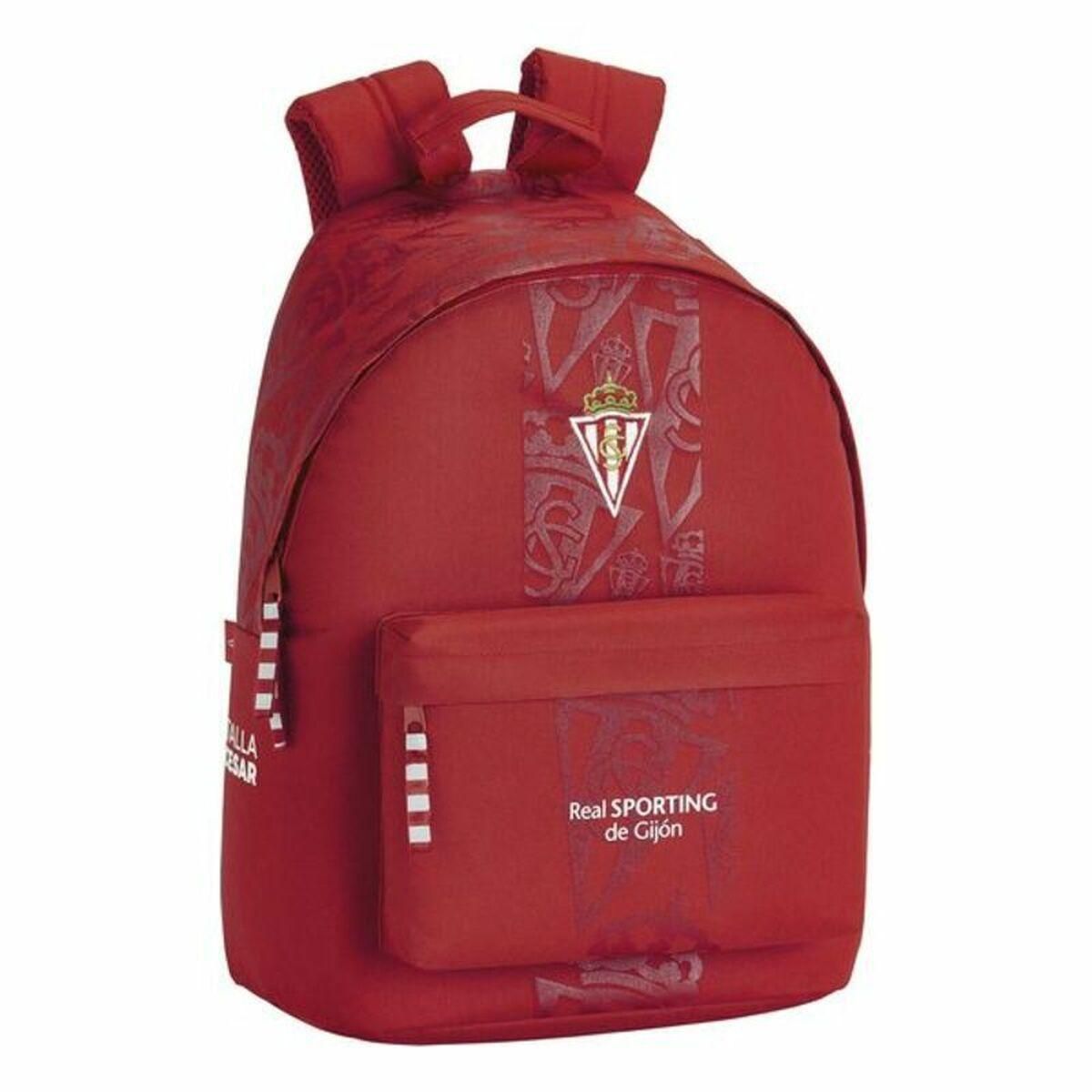 Laptop rygsæk Real Sporting de Gijón 14,1'' Rød 31 x 41 x 16 cm