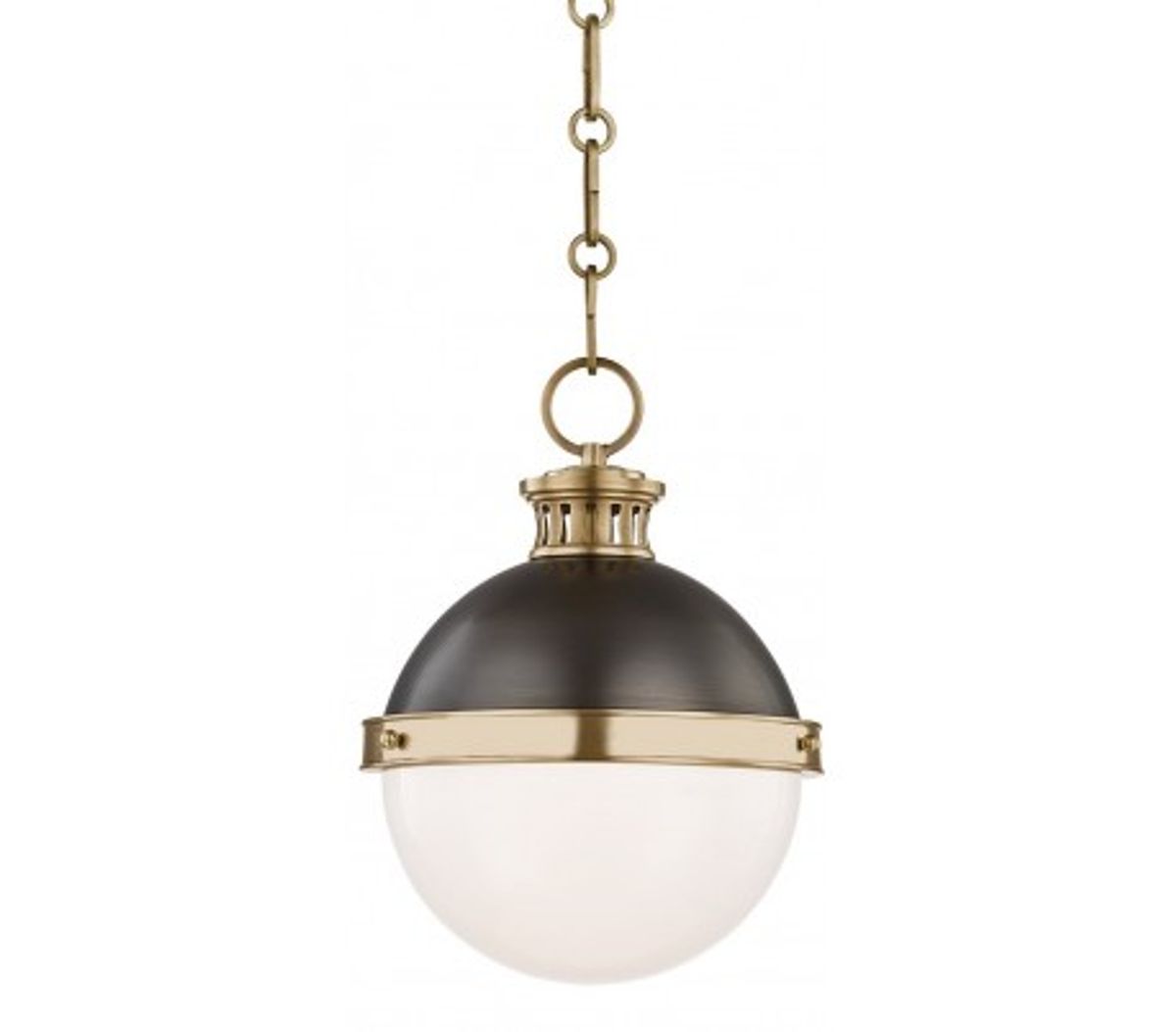 Latham Loftlampe i stål og glas Ø24,1 cm 1 x E27 - Aldret bronze/Opalhvid