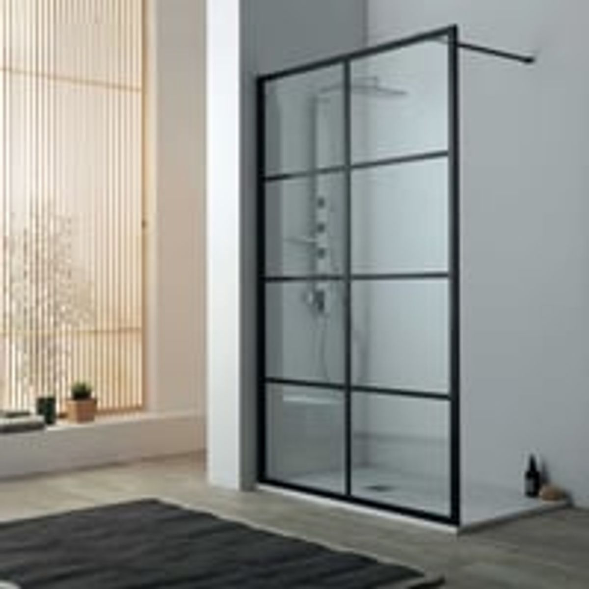 Lavabo Walk in brusevg 90x200 cm, klart glas/mat sort