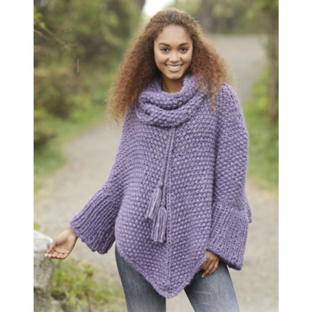 Lavender Grove by DROPS Design - Poncho Strikkeopskrift str S/M - XXXL - XXX-Large