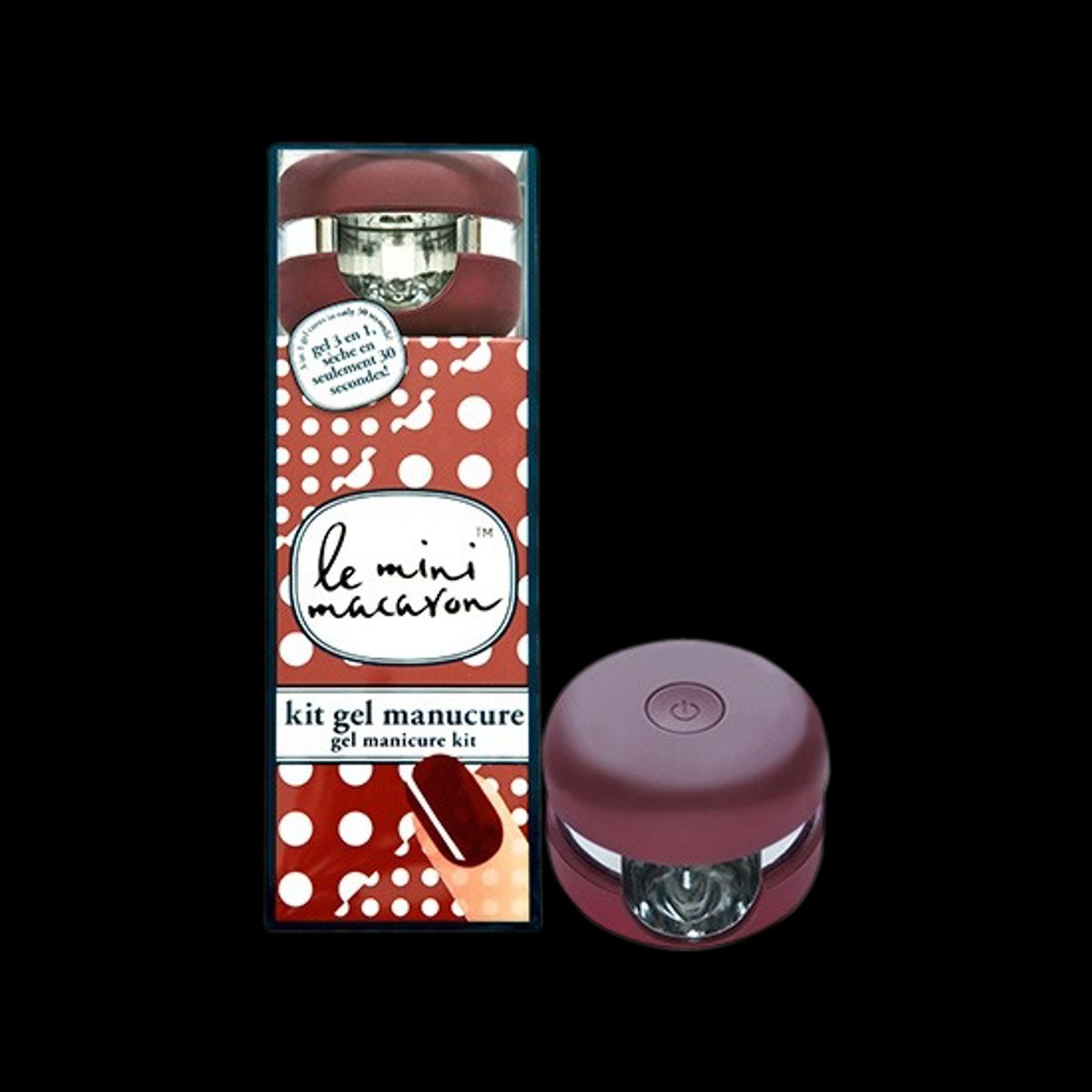 Le Mini Macaron Manicure Kit and Cassis Gellack