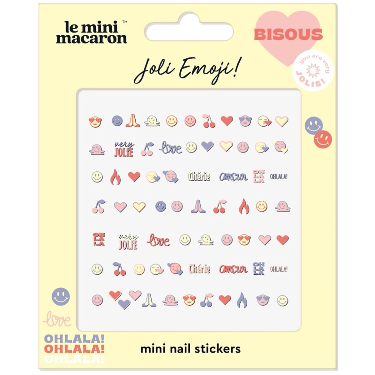 Le Mini Macaron Mini Nail Art Stickers - Jolie Emoji