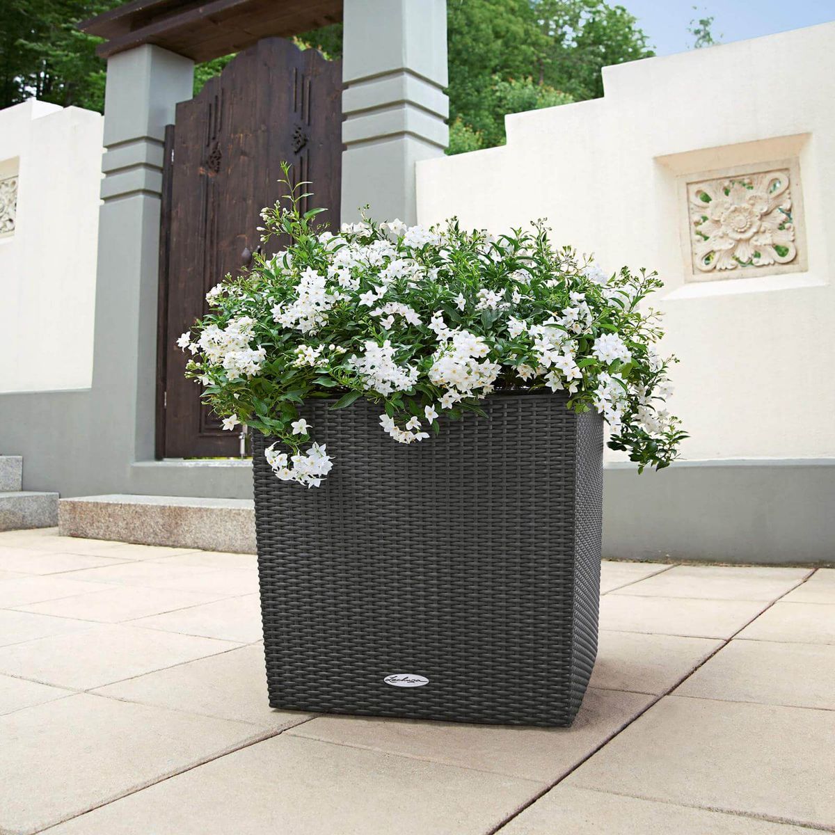 Lechuza Cube Cottage udendørs krukke til blomster med selvvandinssystem Graphite black 50 x 50 x H50 cm