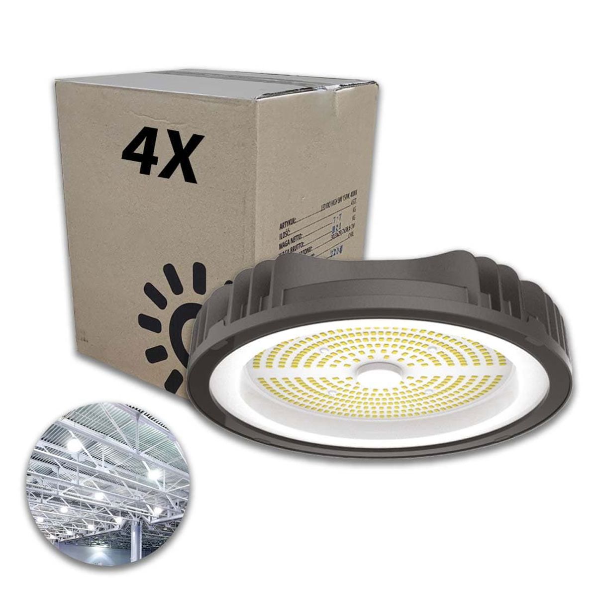 LED High Bay - 150W - 4 stk. Pakke - 4000K - 16.500 lm (Sætpris)