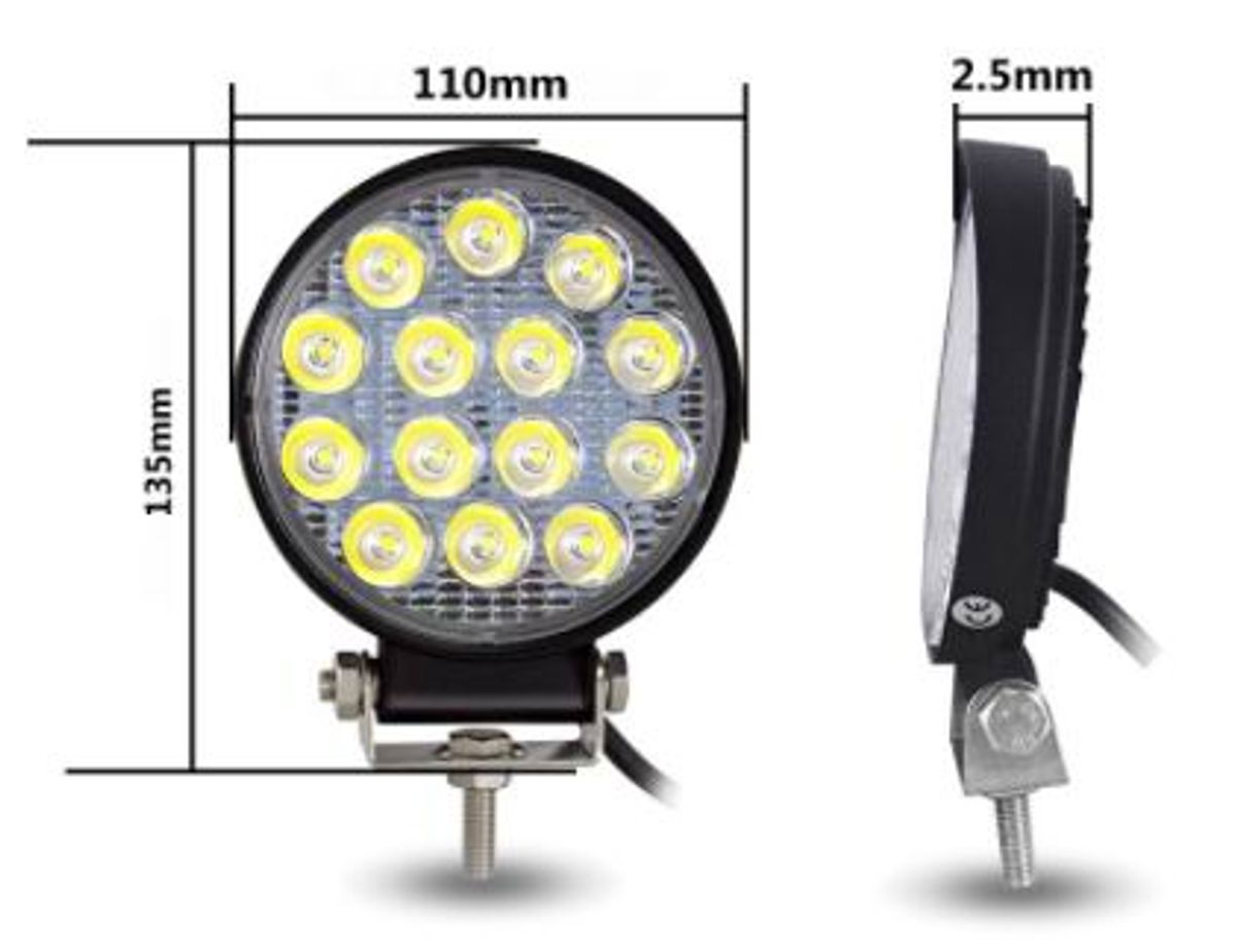 LED køretøjs projektør 42 watt 12/24 volt - SLIM - Dinled - Køretøjs projektører