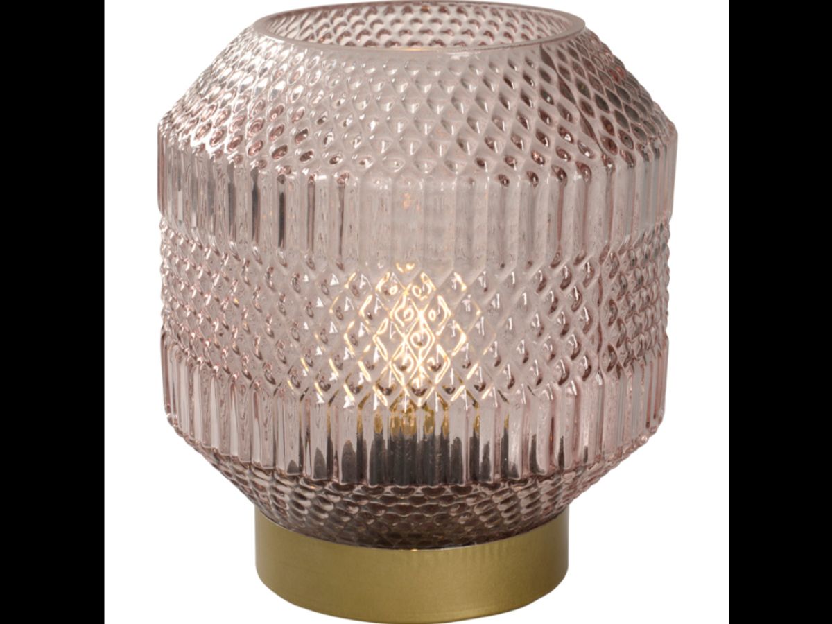 LED Lampe i Glas 16x17cm Rosa