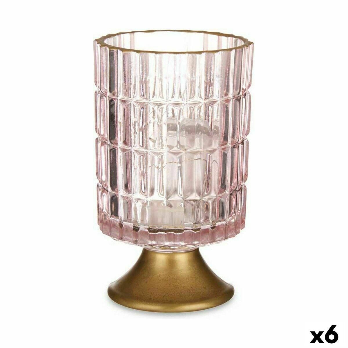 LED-lanterne Pink Gylden Glas 10,7 x 18 x 10,7 cm (6 enheder)