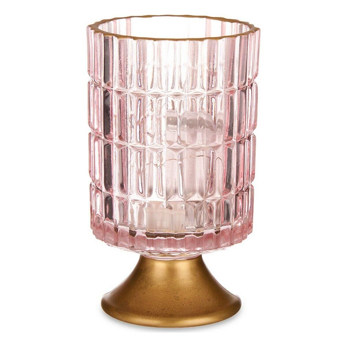 LED-lanterne Striber Pink Gylden Glas (10,7 x 18 x 10,7 cm)