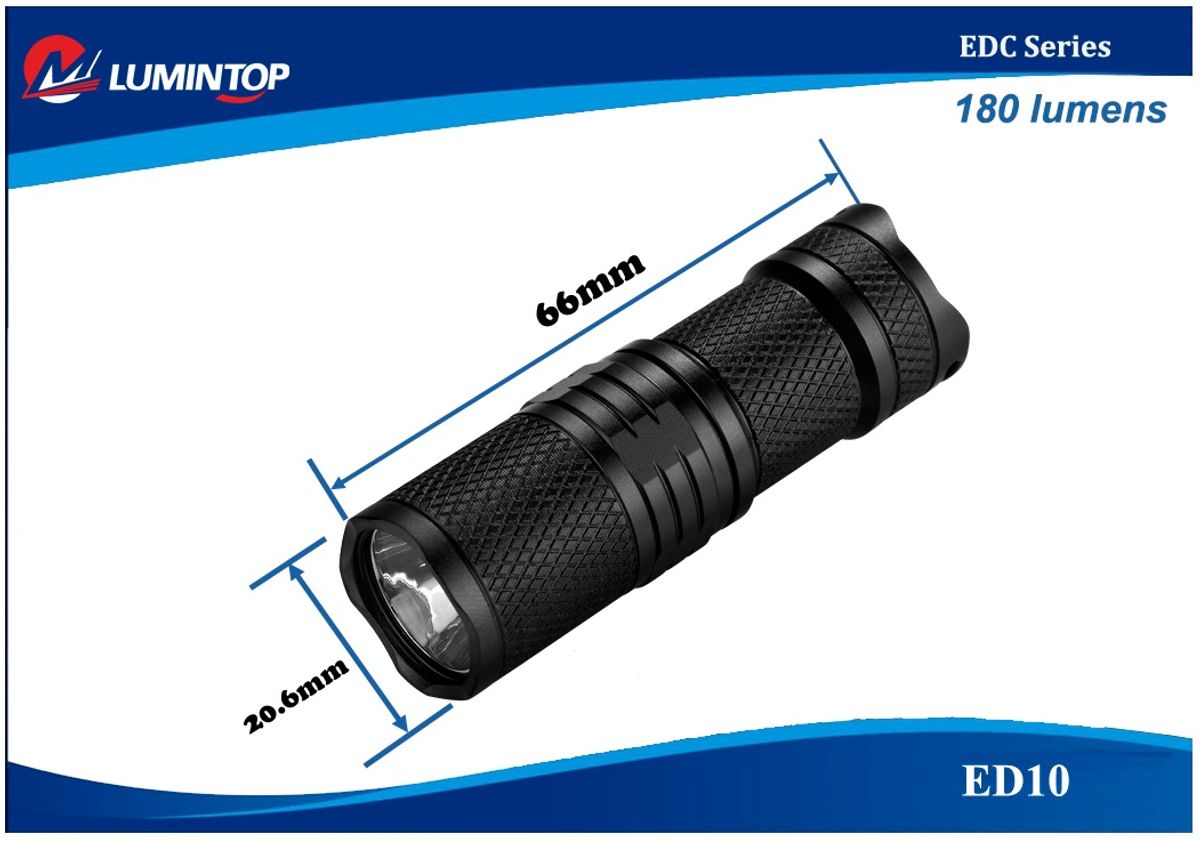 LED Lommelygte, 180LM, Lumintop ED10