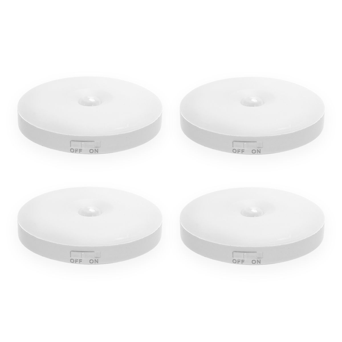 LED Natlys med PIR Sensor - Rund, 0,5W, 6500K - USB-opladning & Magnetisk Absorption - TÆND/SLUK, 4 stk. - Kulør : Kold