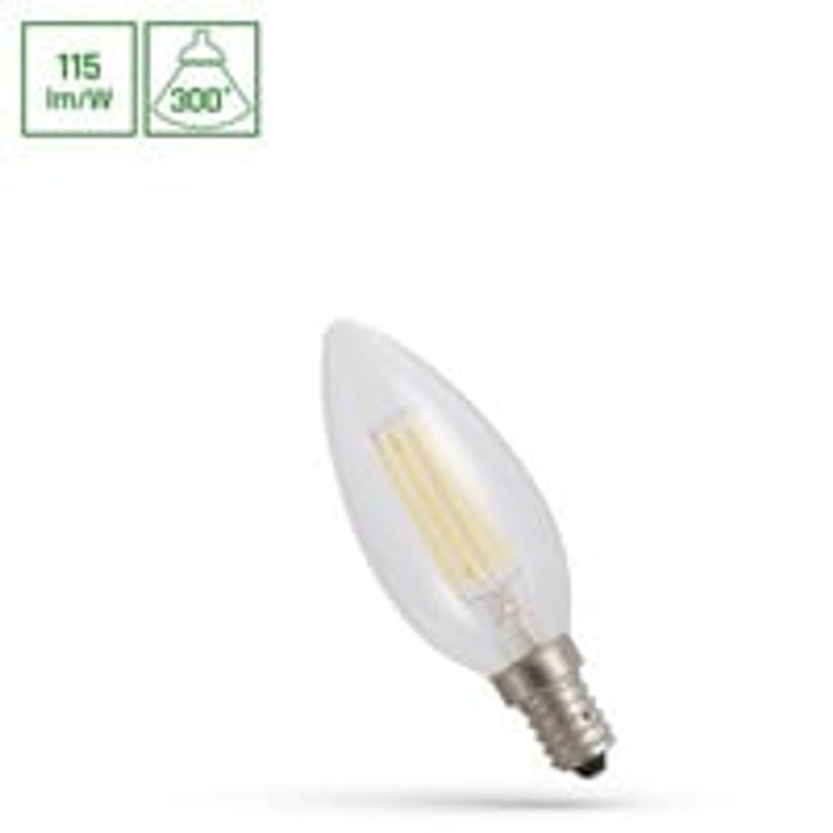 LED-pre C35 E14 230V 4W klar gldetrd Spectrum - 450lm - RA80