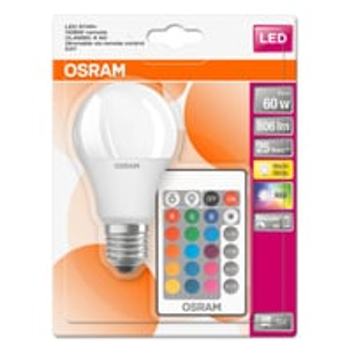 LED STAR+ RGBW Remote standard 9W 827 E27, dmpbar, mat (1-pak)