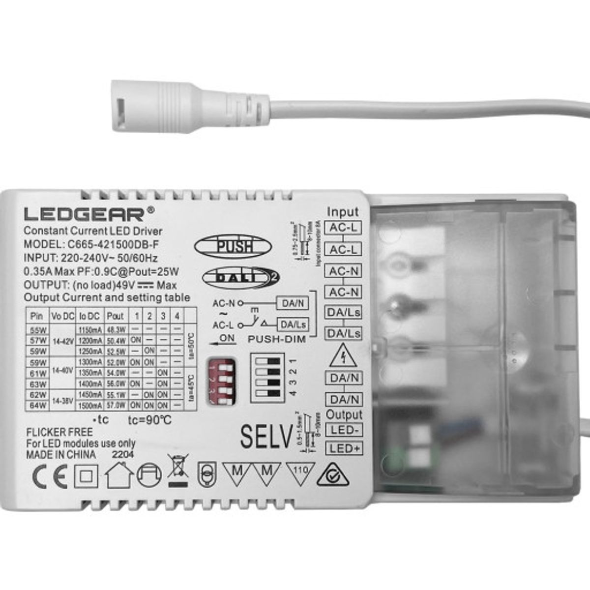 LEDGEAR LED driver DALI/PUSH 1150-1500mA