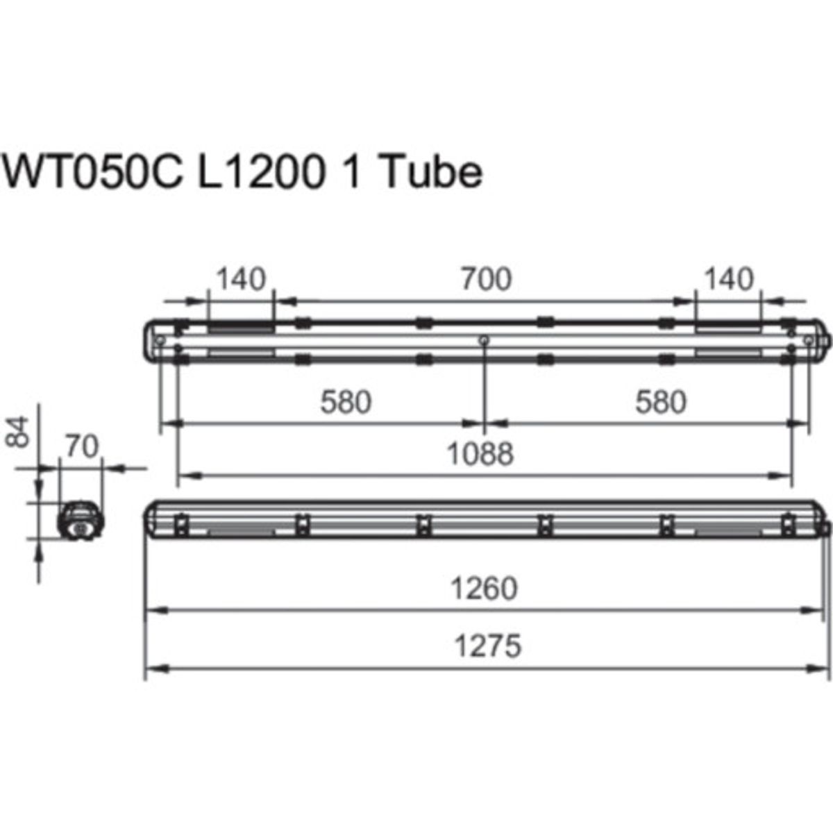 Ledinaire Industriarmatur WT050C til 1 x LED rør 1200 mm