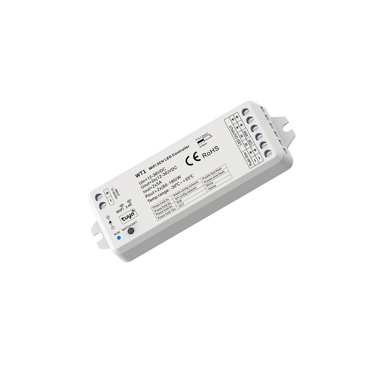 LEDlife rWave dæmper/CCT controller - Tuya Smart/Smart Life, Push-dim, 12V (60W), 24V (120W)