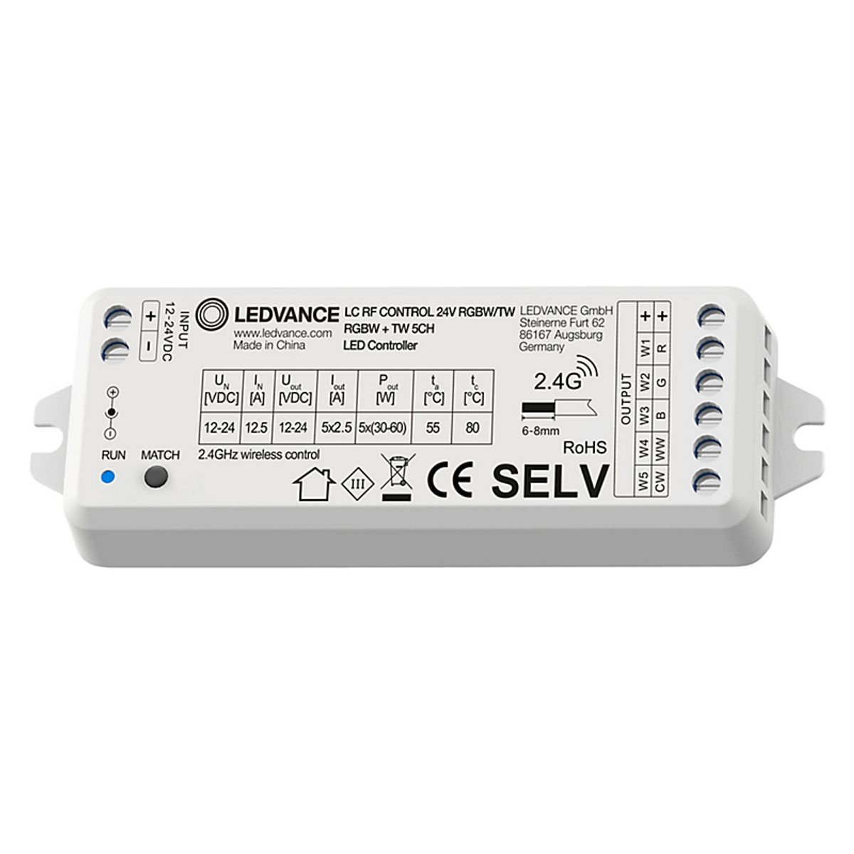 LEDVANCE controller 24V RGBW/TW, 114x38x20mm, Hvid