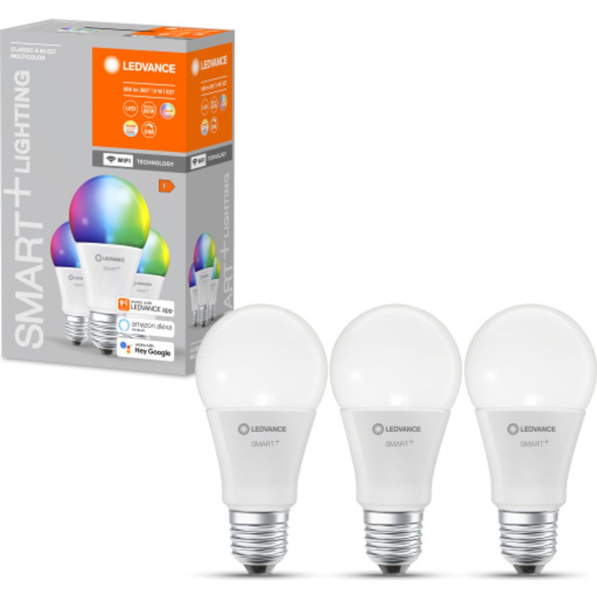 Ledvance Smart+ Wifi E27 standardpære, 2700K-6500K, 9W, 3-pak