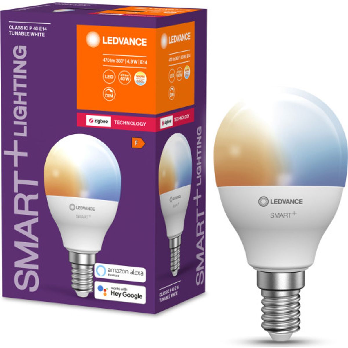 Ledvance Smart+ Zigbee E14 kronepære, justerbar hvid, 4,9W