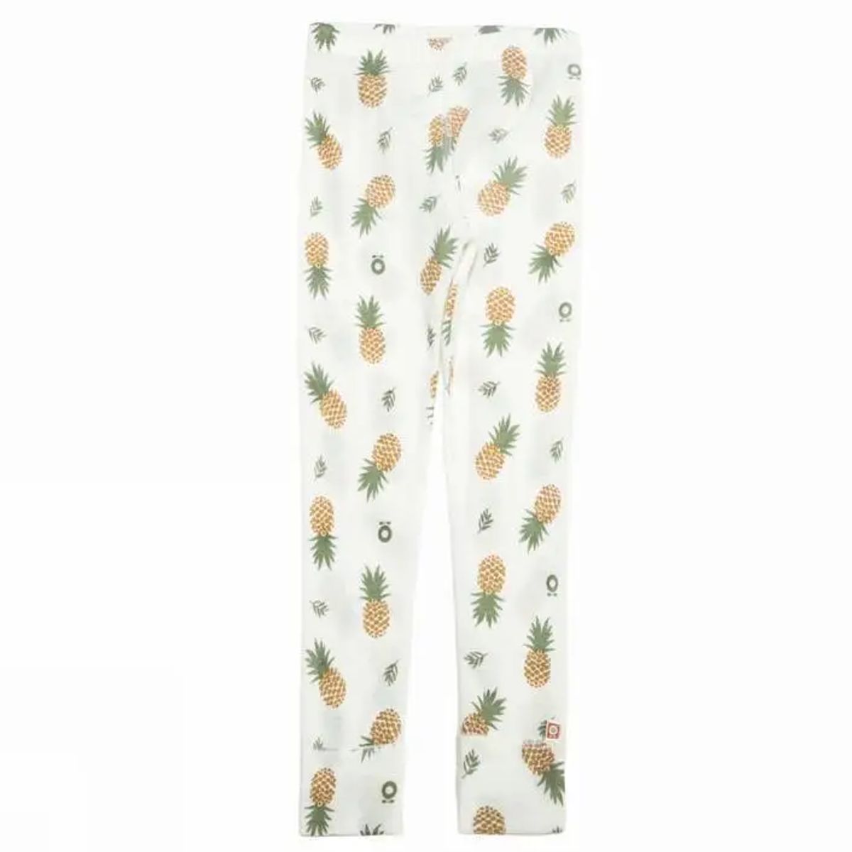 Leggings creme økologisk uld med ananasprint