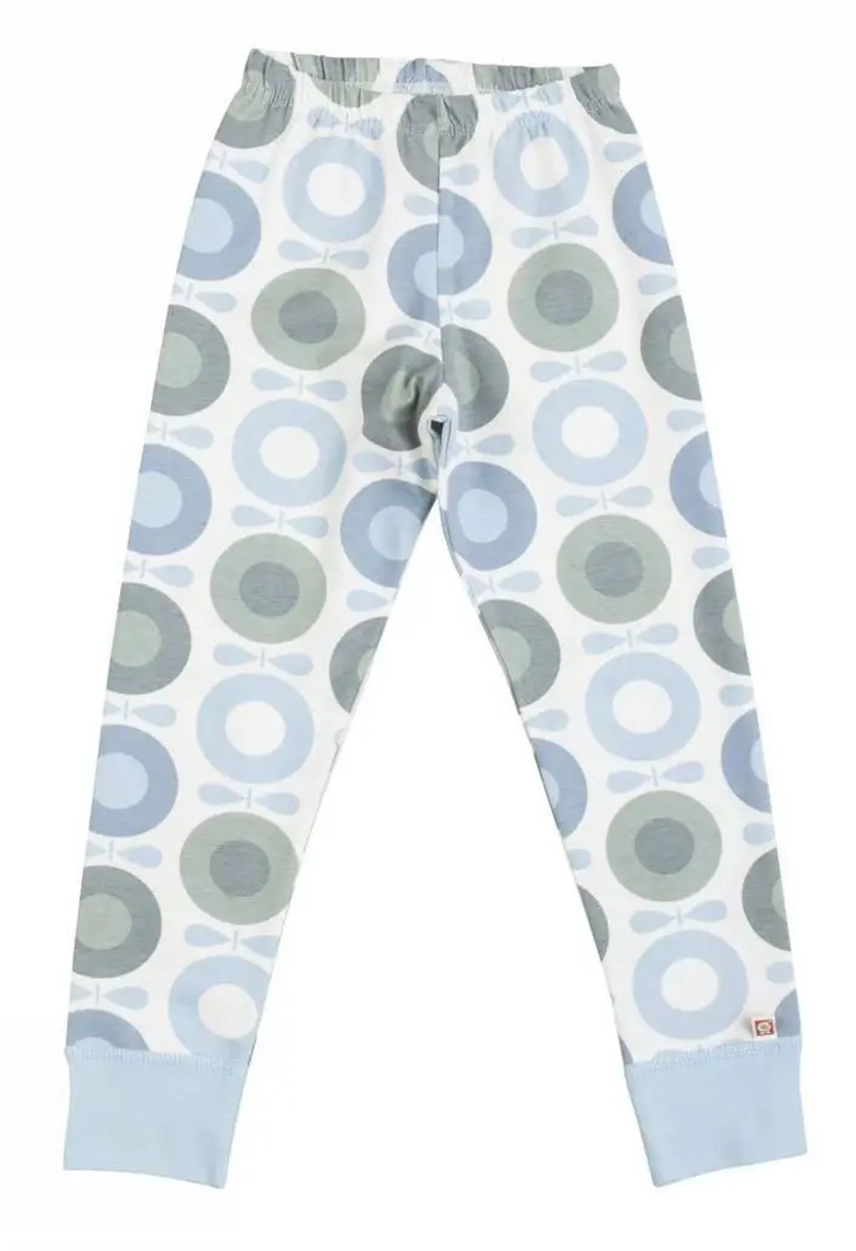 Leggings hvid med støvet grøn/lyseblå æbleprint