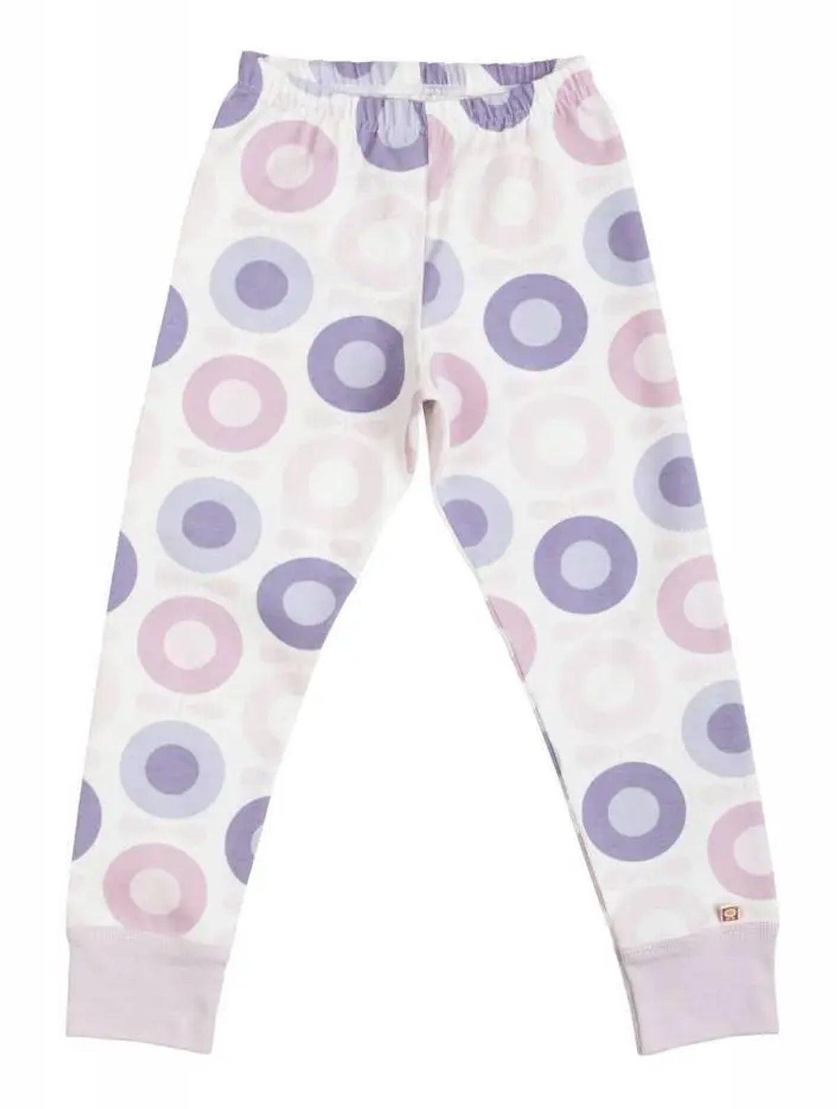 Leggings hvid med støvet pink/lilla æbleprint