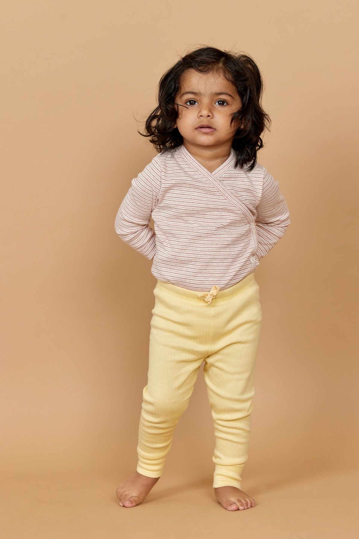 LEGGINGS I RIB JERSEY MED SNØRE - LT. YELLOW - LT. YELLOW / 74