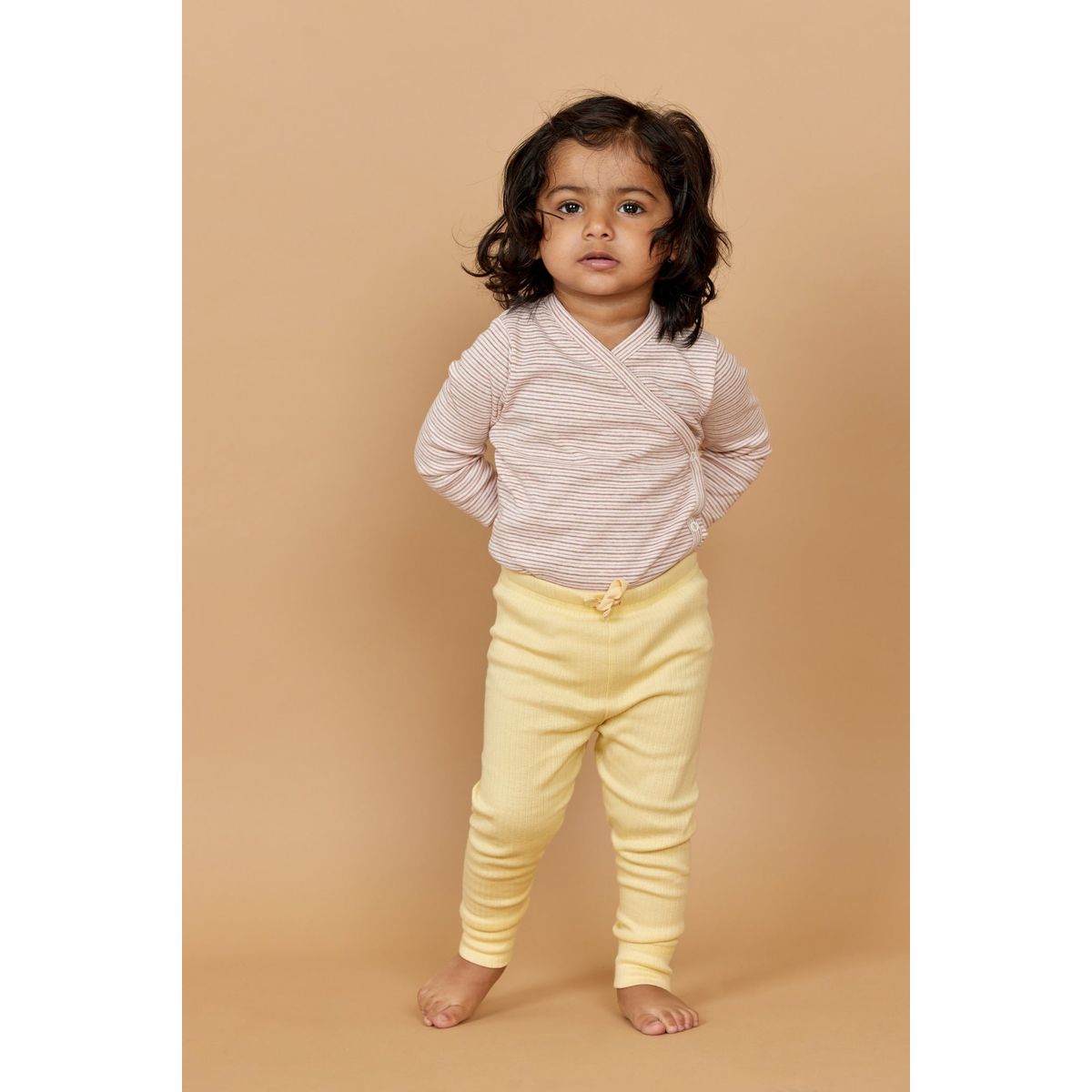 LEGGINGS I RIB JERSEY MED SNØRE - LT. YELLOW - LT. YELLOW / 86