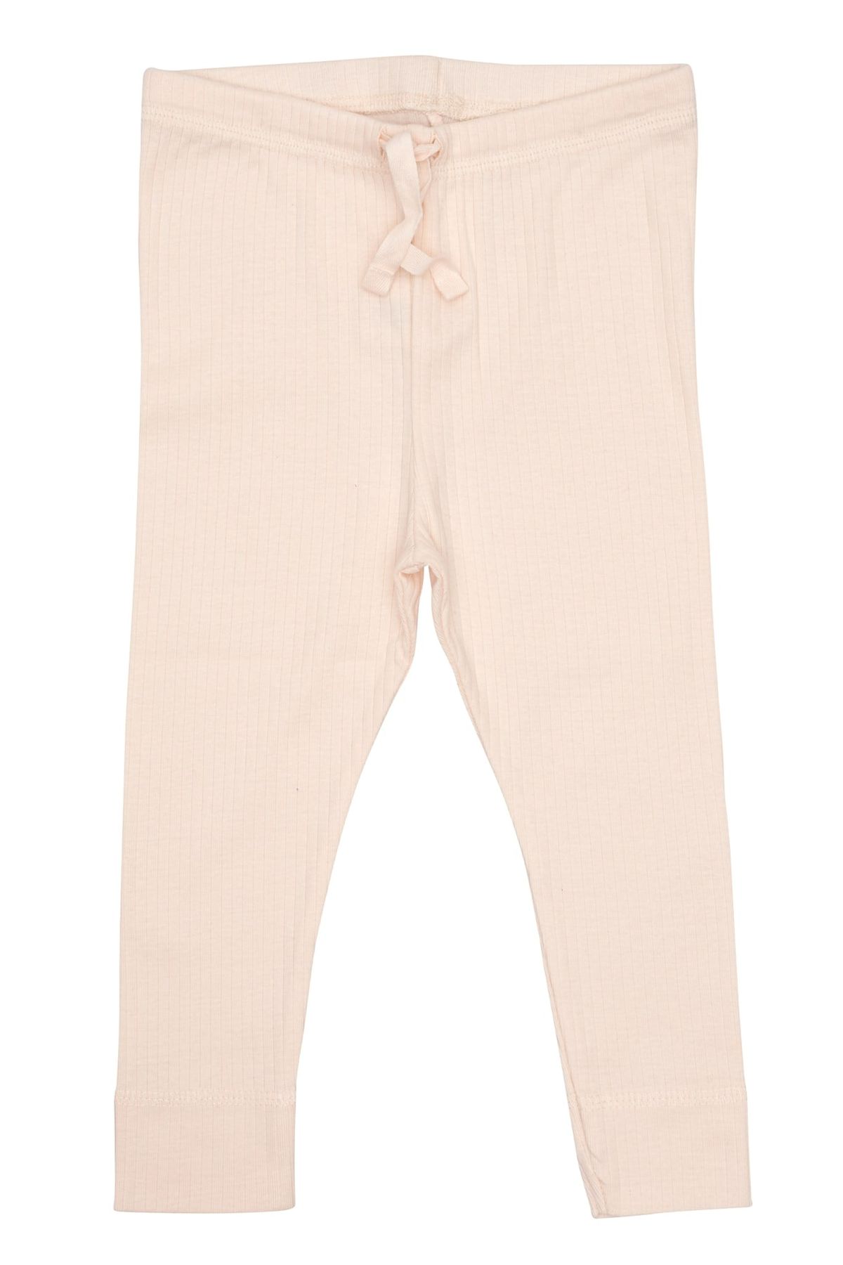 LEGGINGS I RIB JERSEY MED SNØRE - SOFT PINK - SOFT PINK / 56