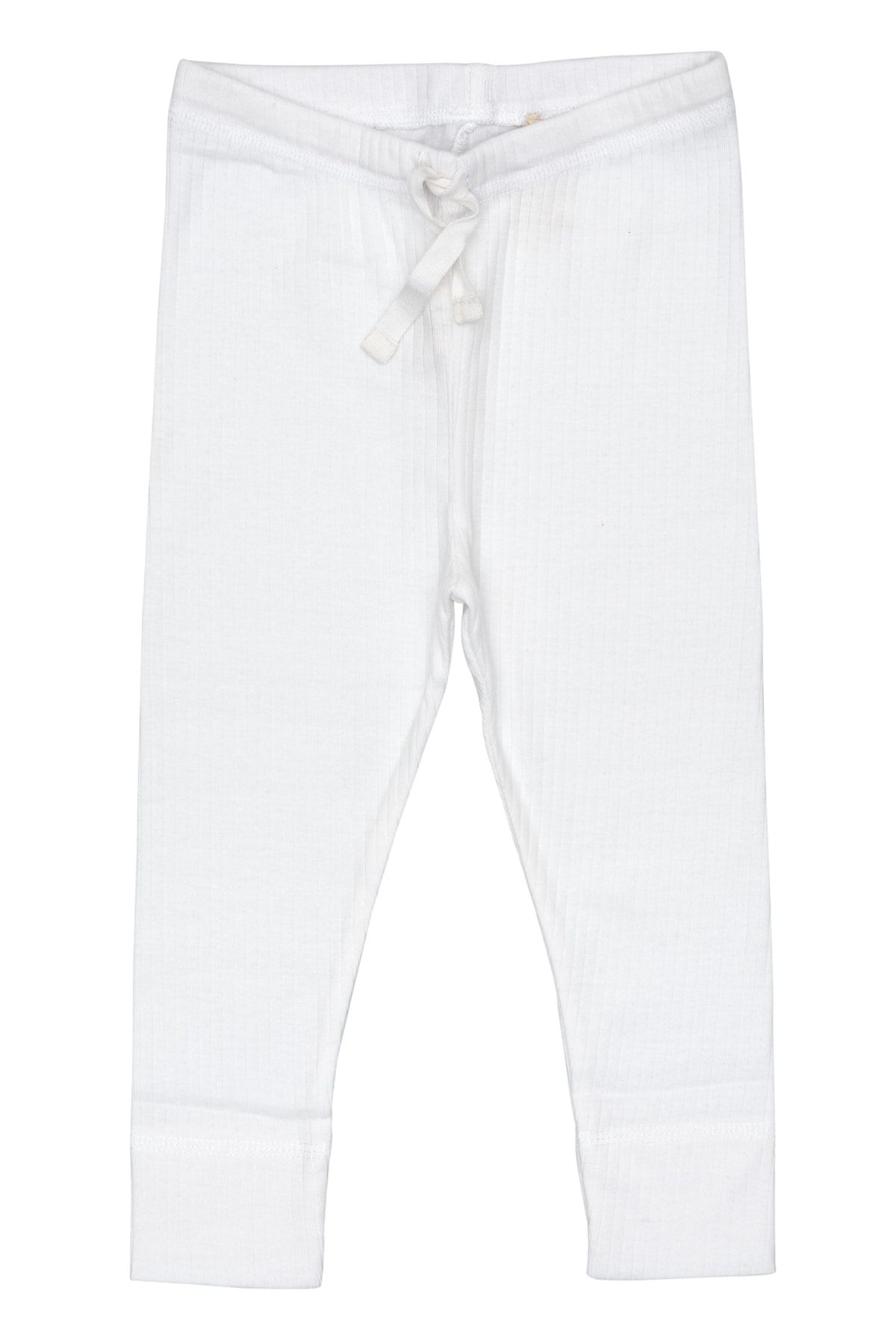 LEGGINGS I RIB JERSEY MED SNØRE - WHITE - WHITE / 56