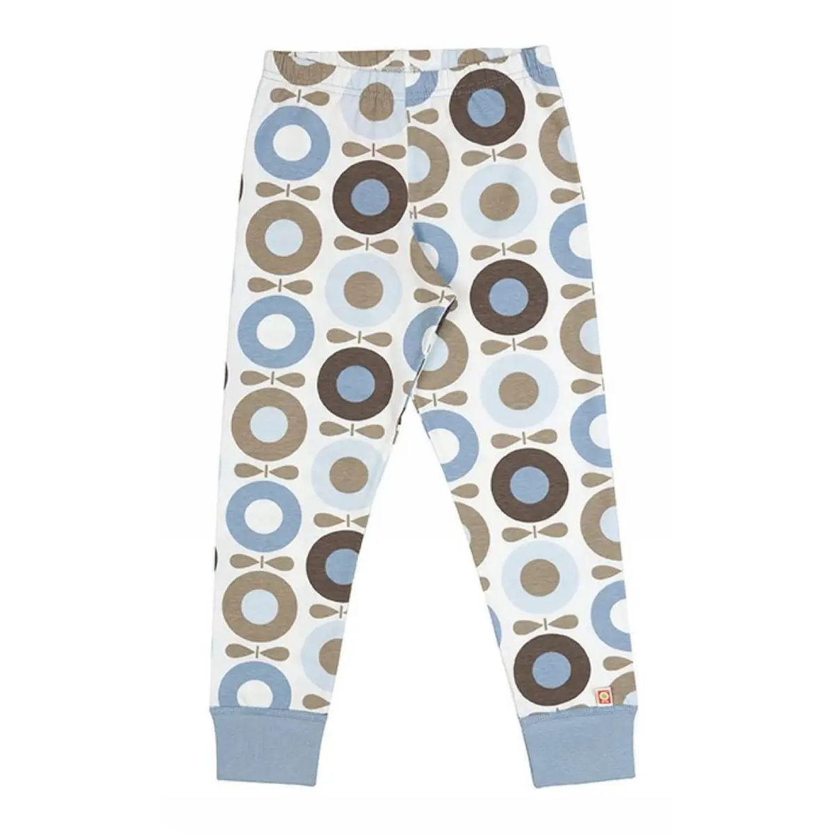 Leggings lyseblå og brun med stort æbleprint