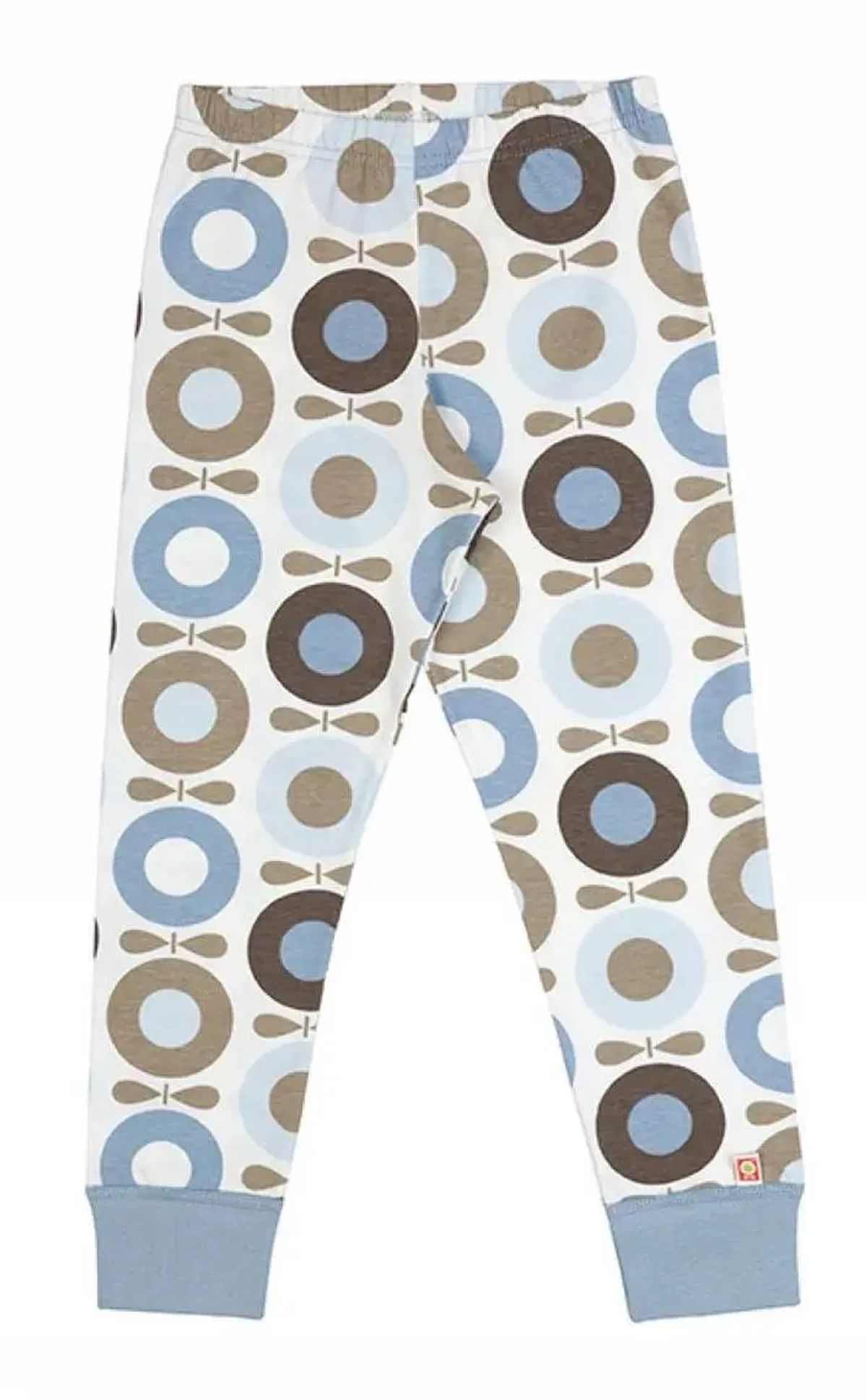 Leggings lyseblå og brun med stort æbleprint