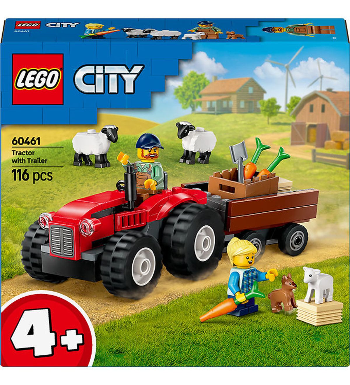 LEGO ® City - Rød Traktor Med Anhænger Og Får 60461 - 116 Dele