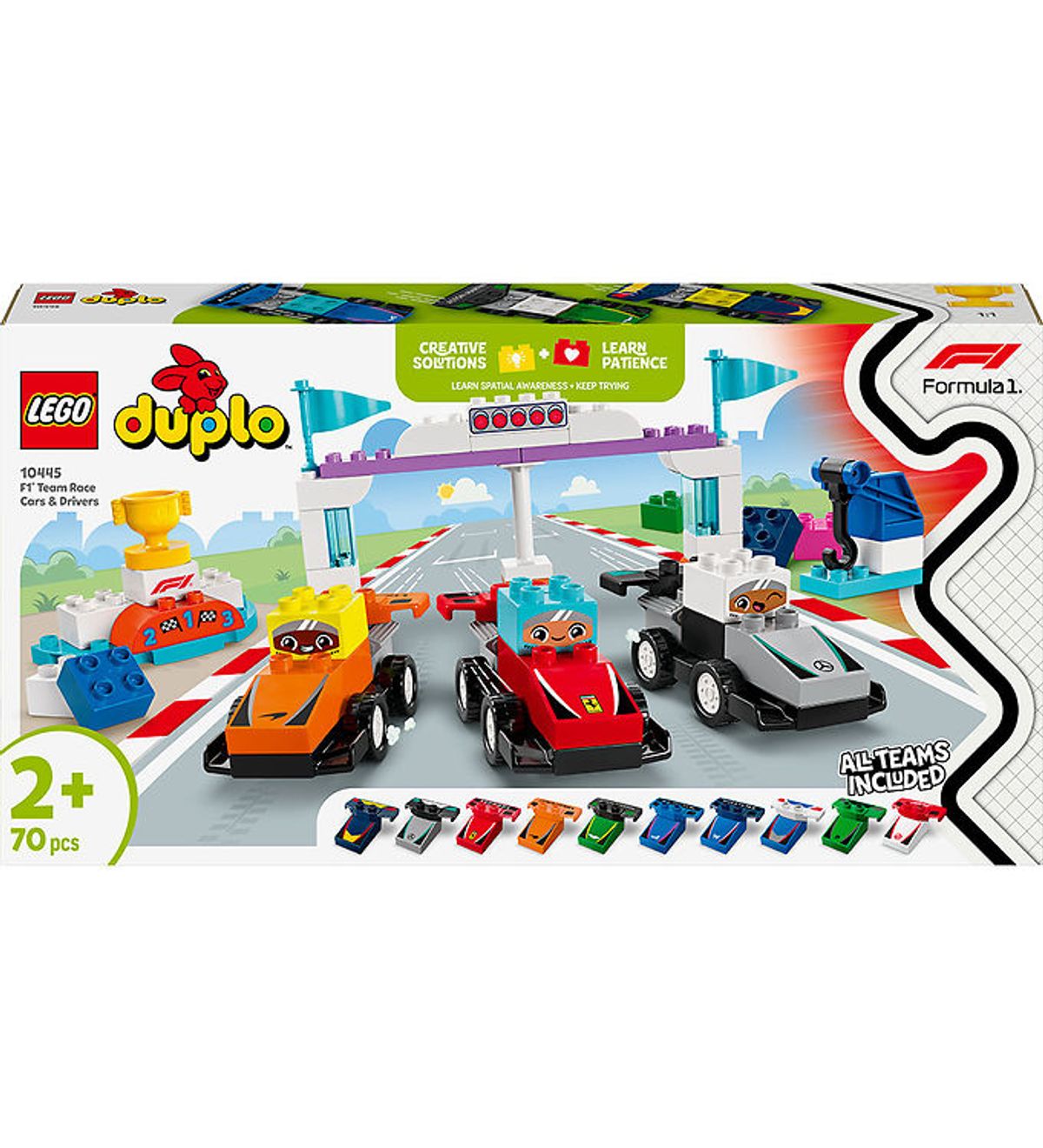 LEGO ® DUPLO ® - F1 ®-teams m. Racerbiler og Kørere 10445 - 70 Dele