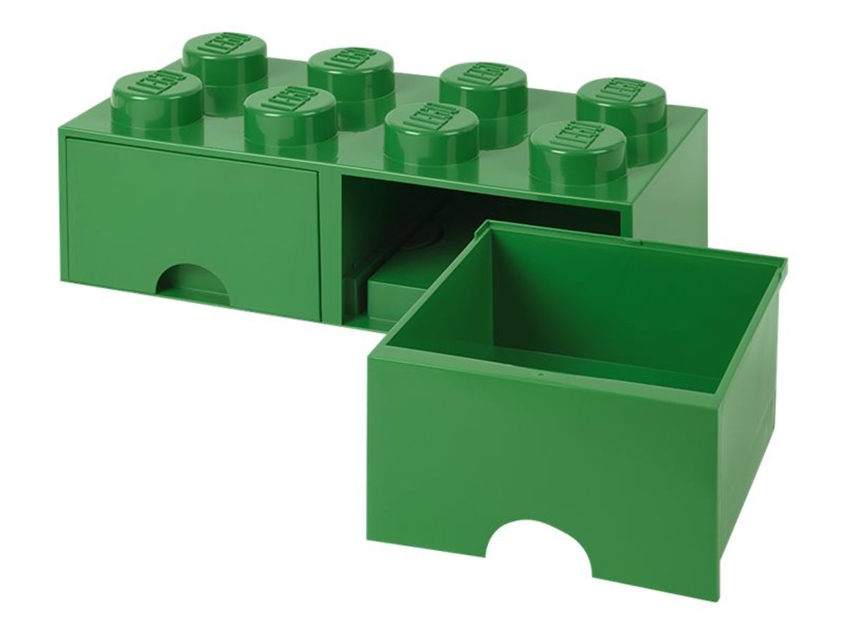 Lego Friends Storage Brick 8 - Opbevaringsboks - 2 Skuffer - Mørkegrøn