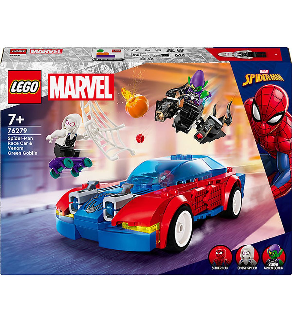 LEGO ® Marvel - Spider-Mans Racerbil Og Venom Green Goblin 76279