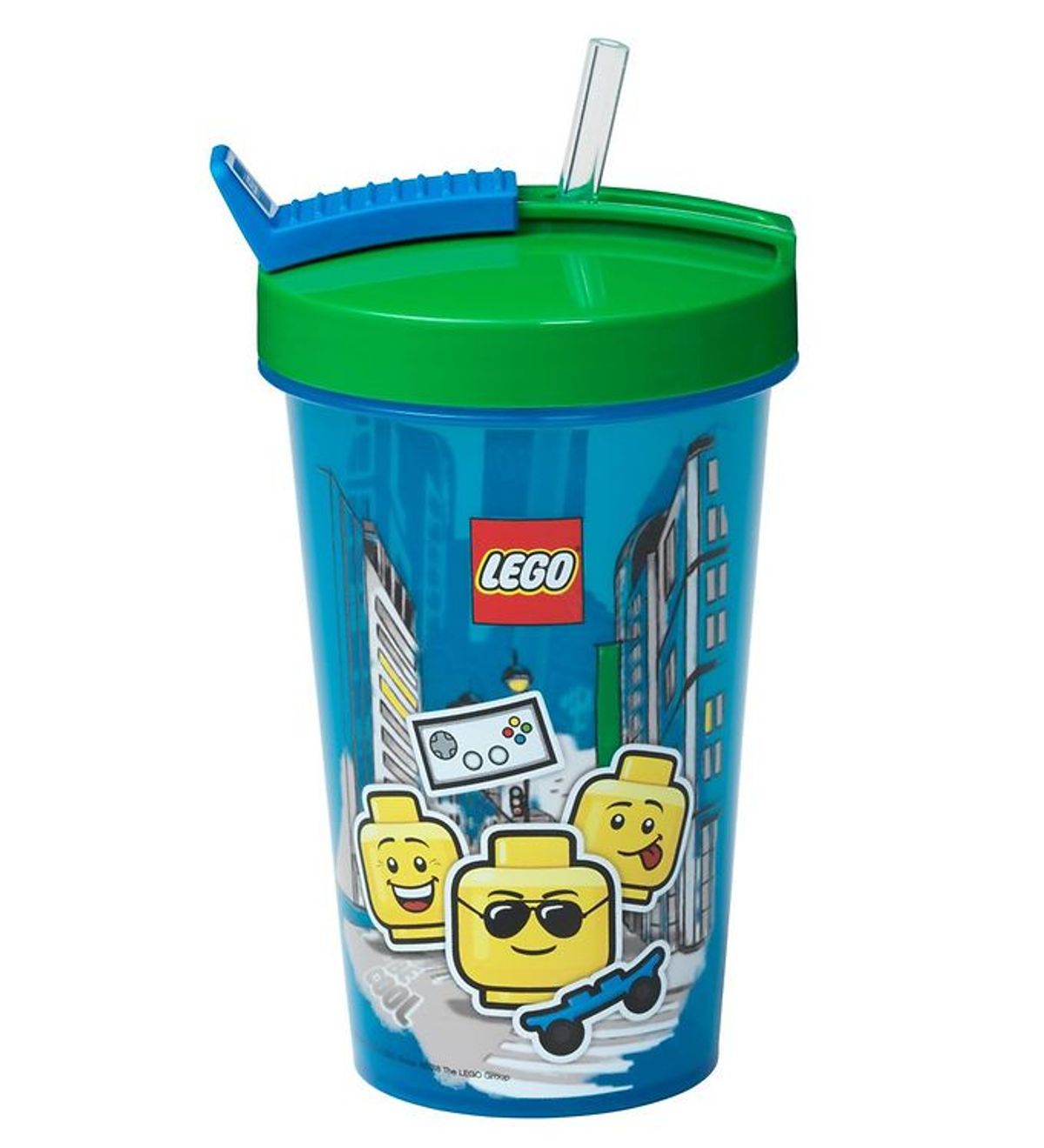 LEGO ® Storage Drikkedunk m. Sugerør - 500 ml - Iconic Boy - Brig