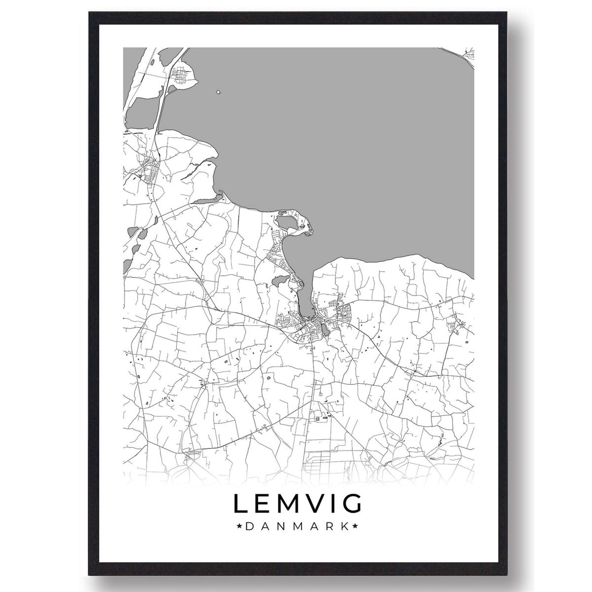 Lemvig by plakat - hvid (Størrelse: L - 50x70cm (B2))