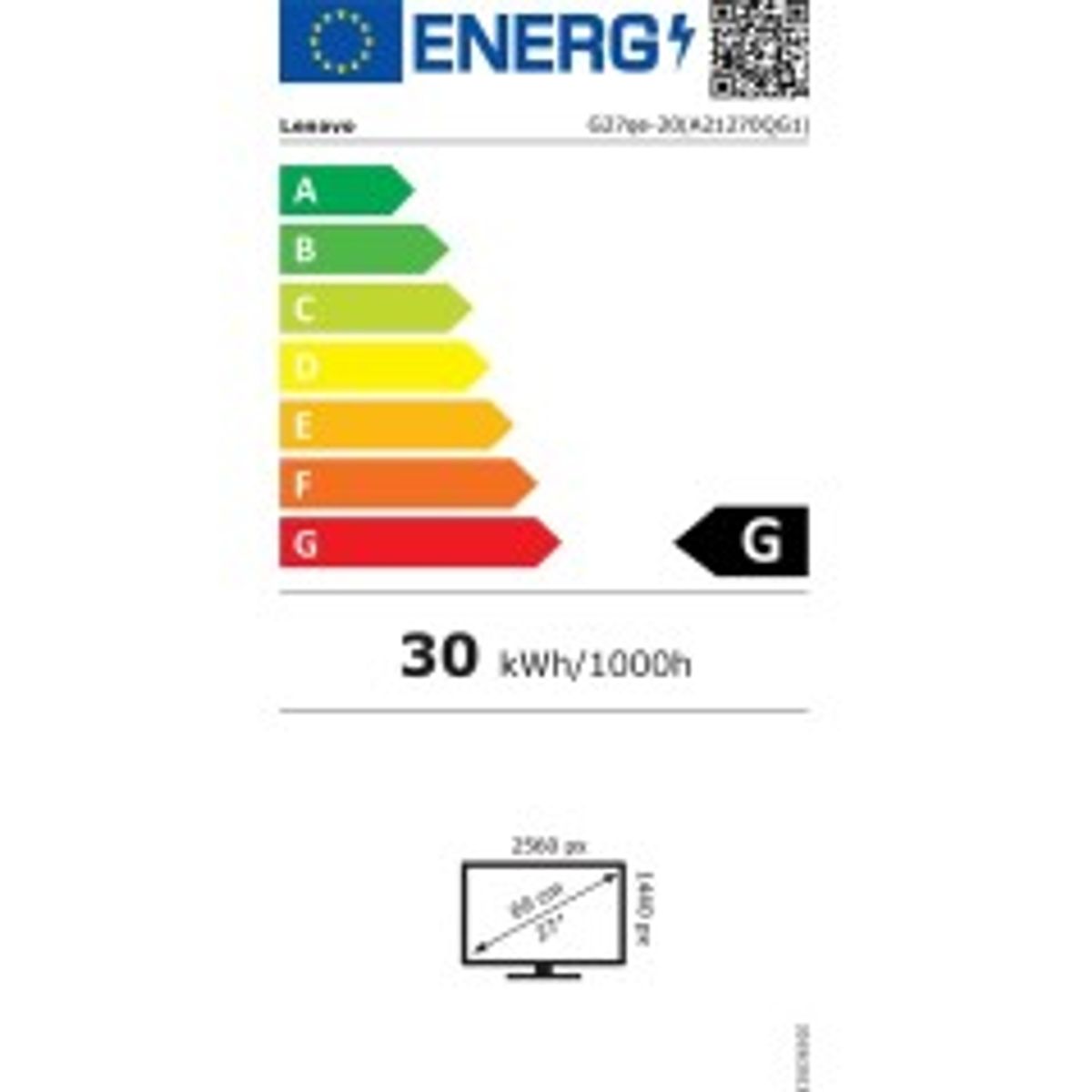 Lenovo G27qe-20 27 2560 x 1440 (2K) HDMI DisplayPort 100Hz