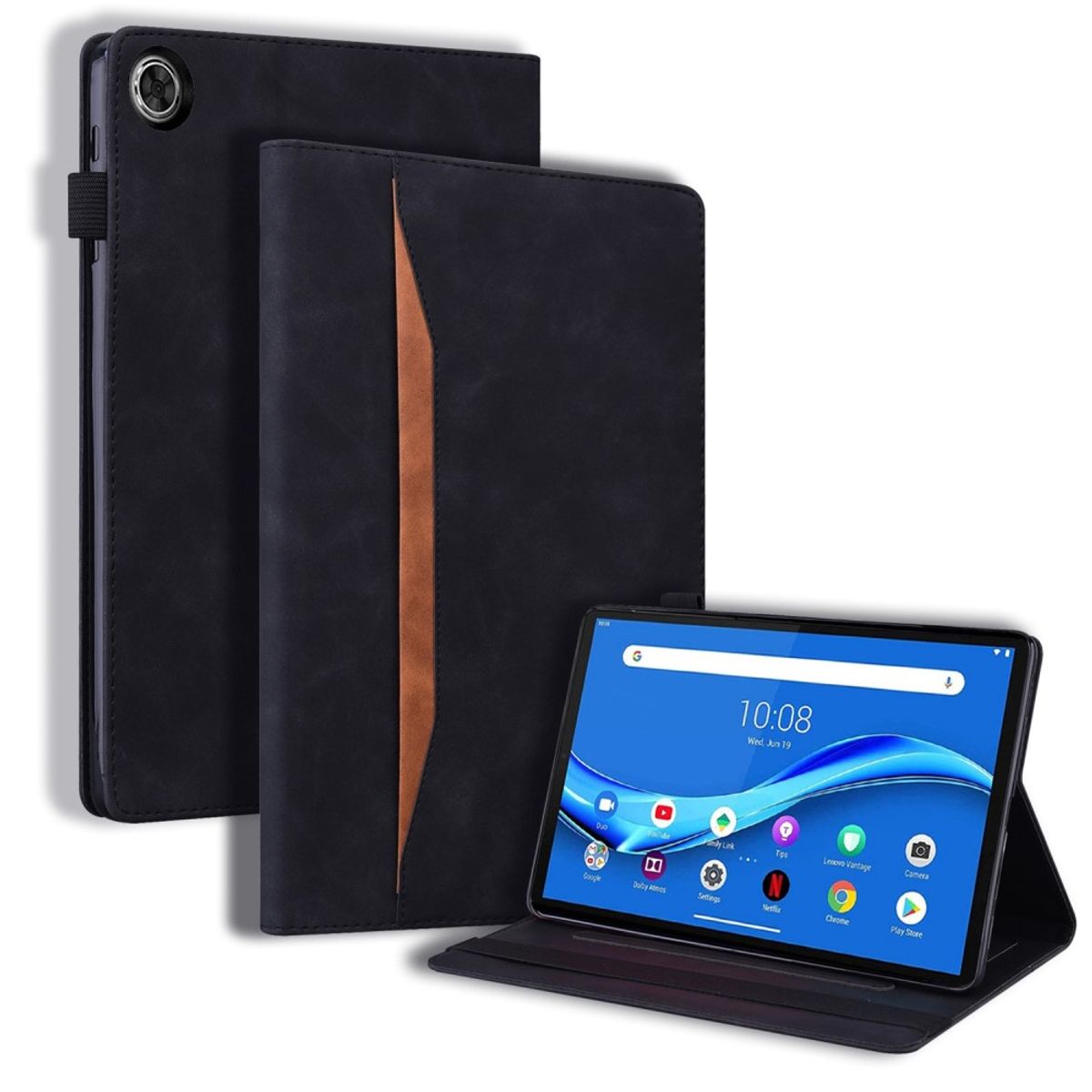 Lenovo Tab M10 Plus Gen 3 - Læder cover - Udvendig lomme - Sort