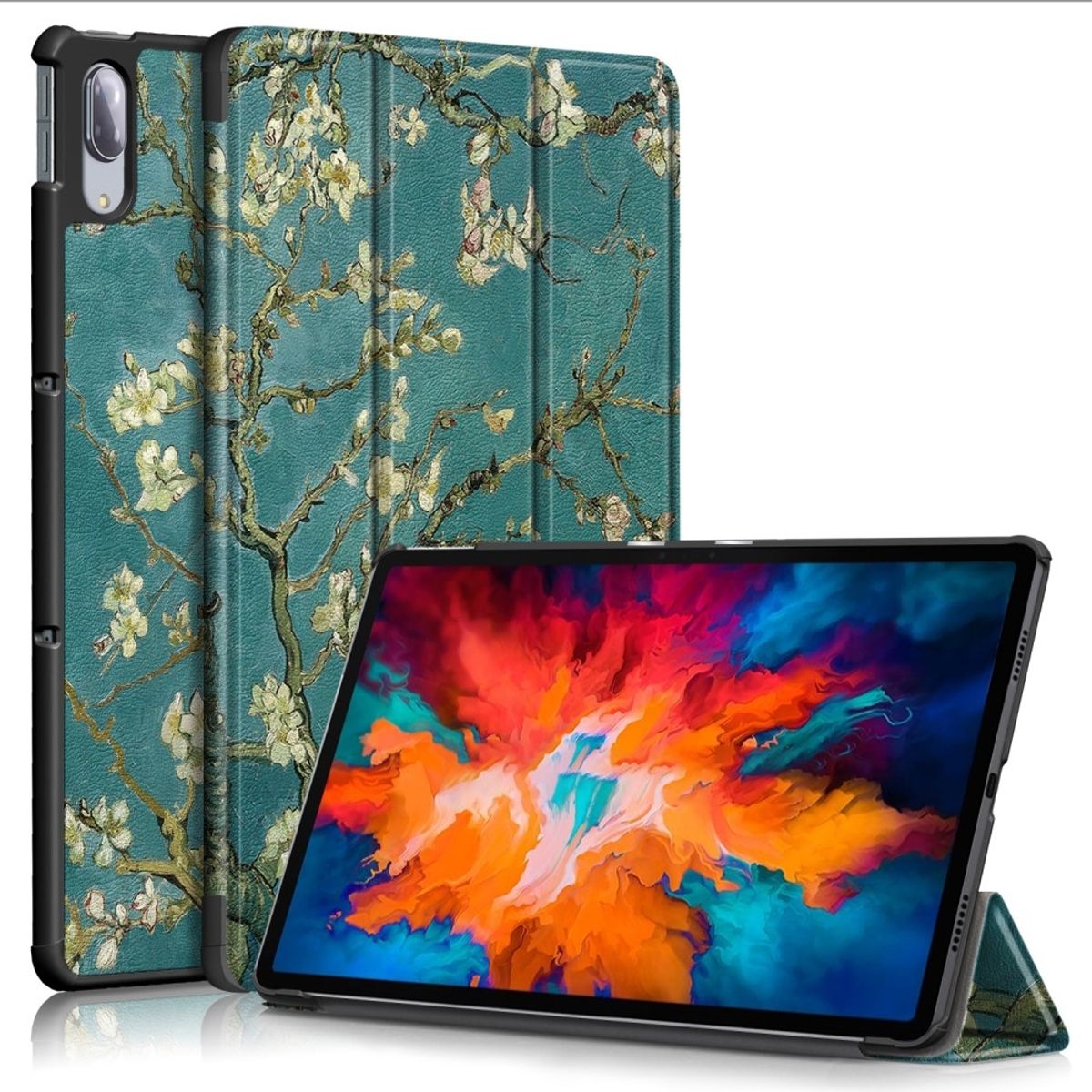 Lenovo Tab P11 Pro TB-J706F - Tri-Fold læder cover - Printet design - Fersken