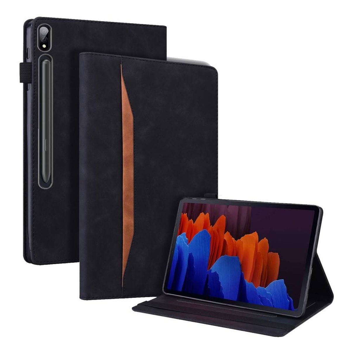 Lenovo Tab P12 Pro - Premium læder cover med kortholdere - Sort